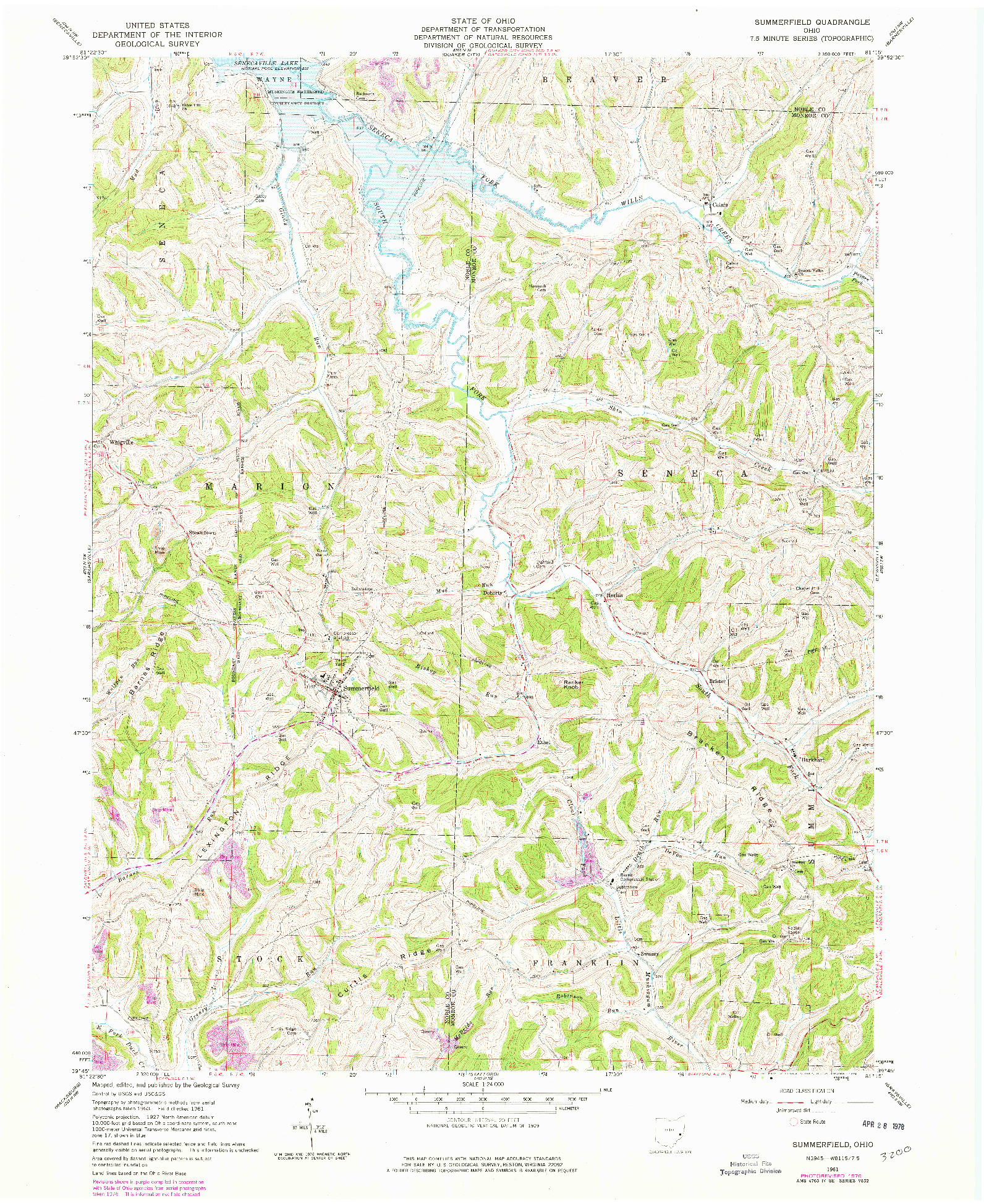 USGS 1:24000-SCALE QUADRANGLE FOR SUMMERFIELD, OH 1961