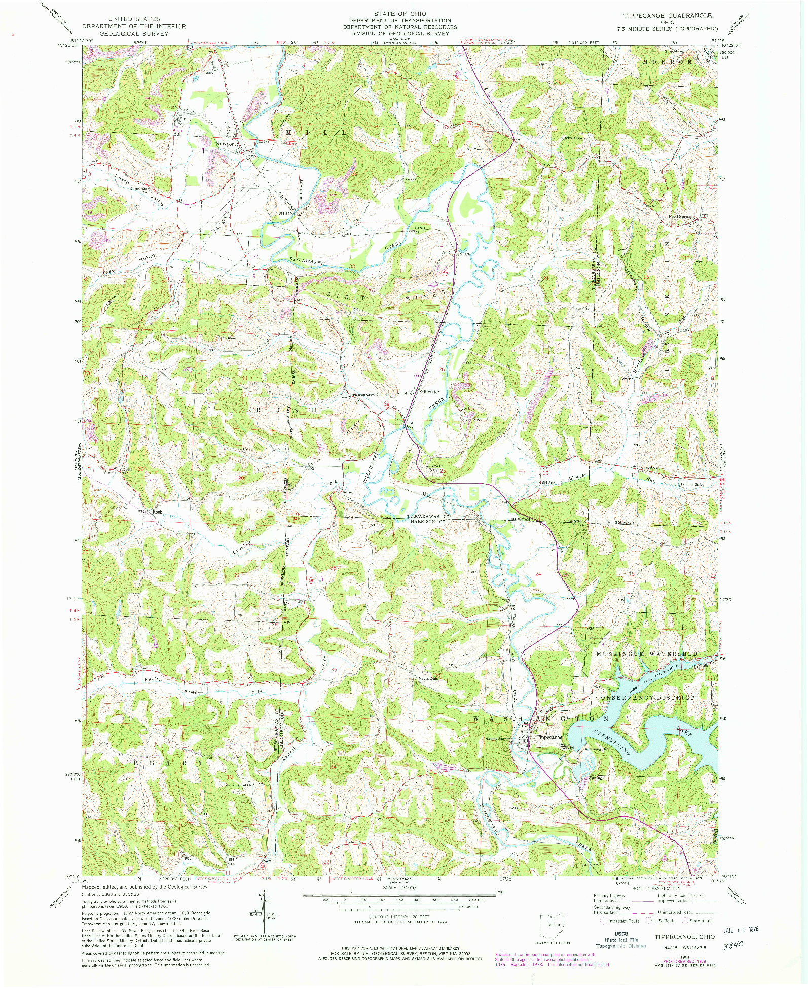 USGS 1:24000-SCALE QUADRANGLE FOR TIPPECANOE, OH 1961