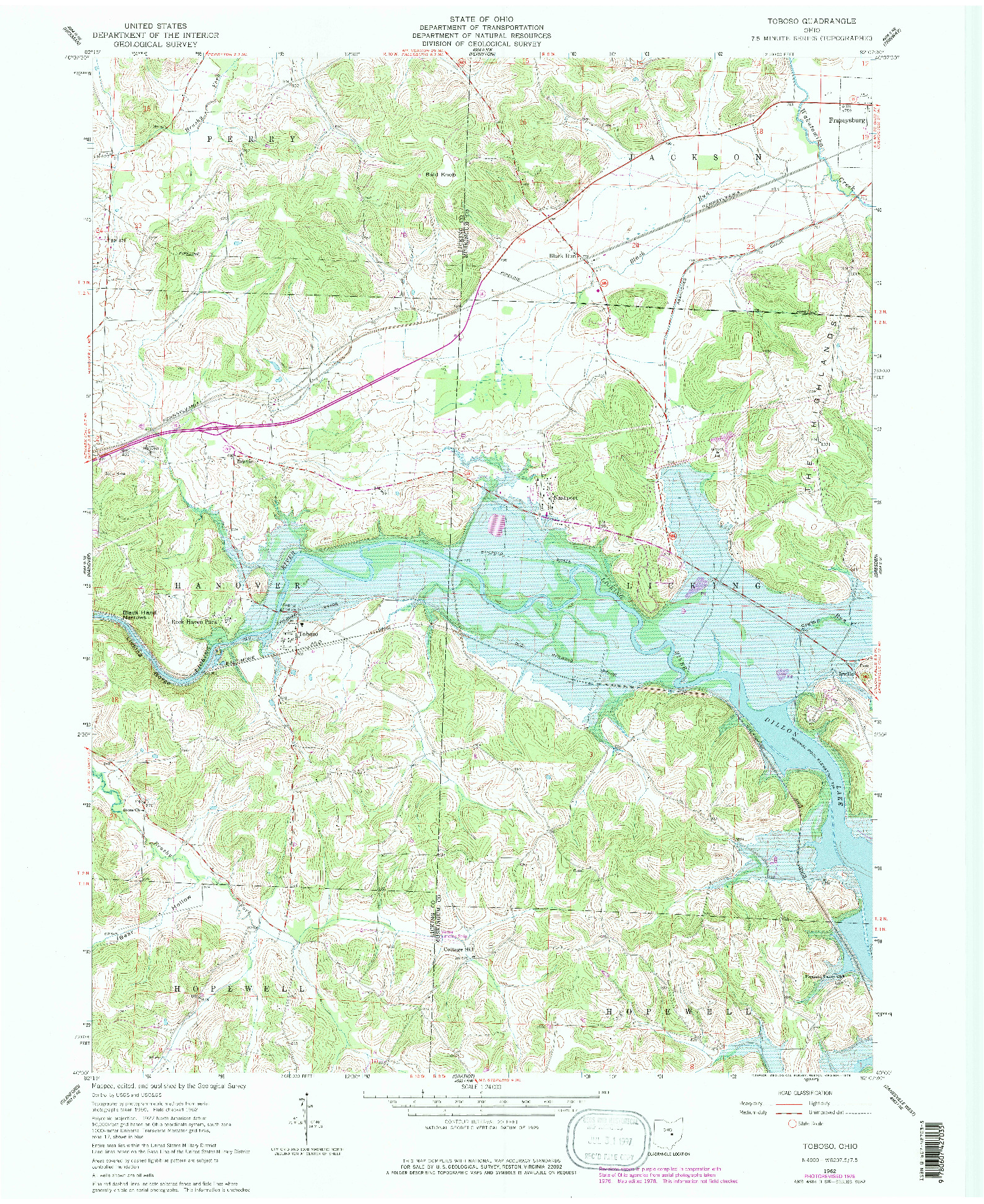 USGS 1:24000-SCALE QUADRANGLE FOR TOBOSO, OH 1962