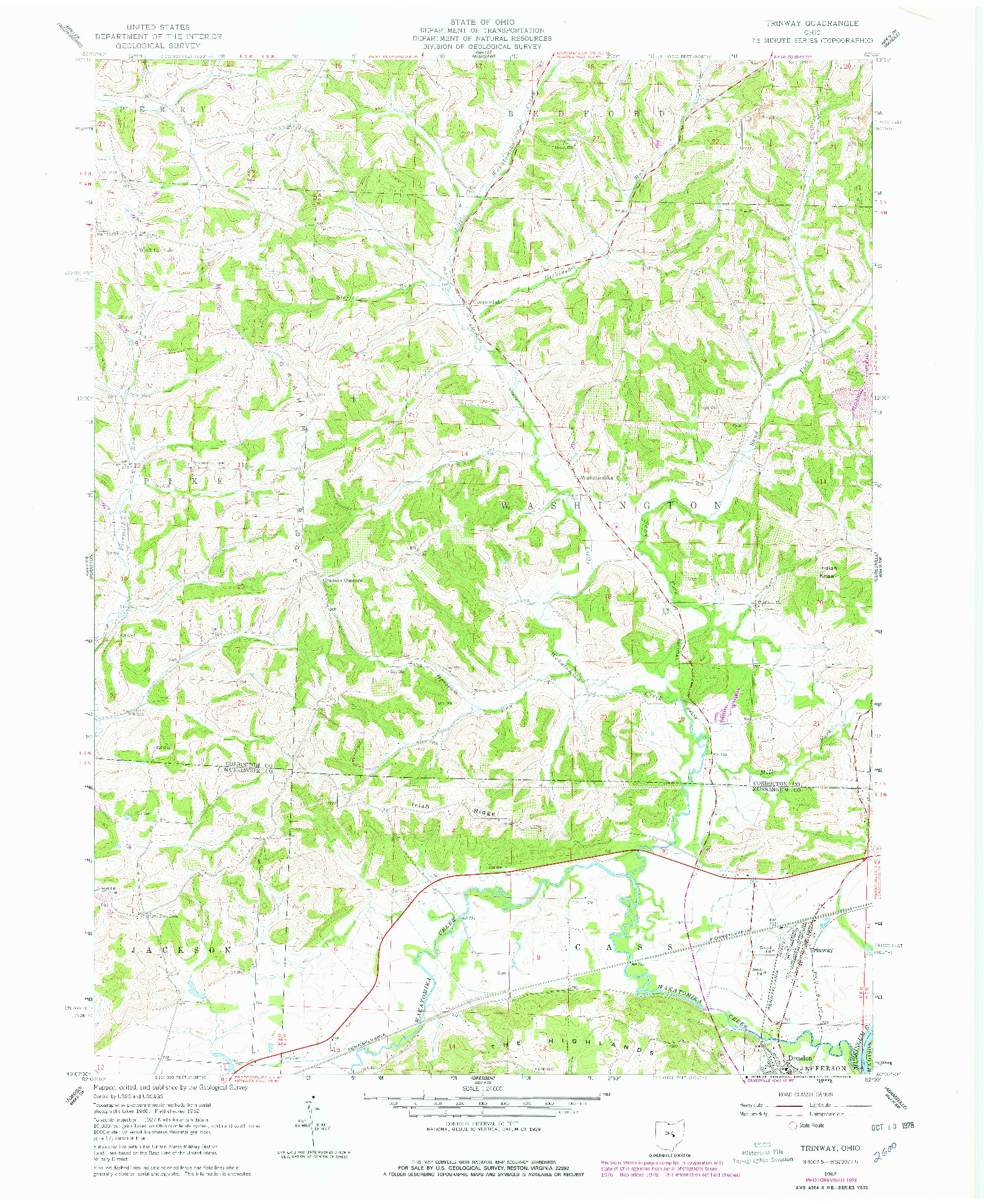 USGS 1:24000-SCALE QUADRANGLE FOR TRINWAY, OH 1962