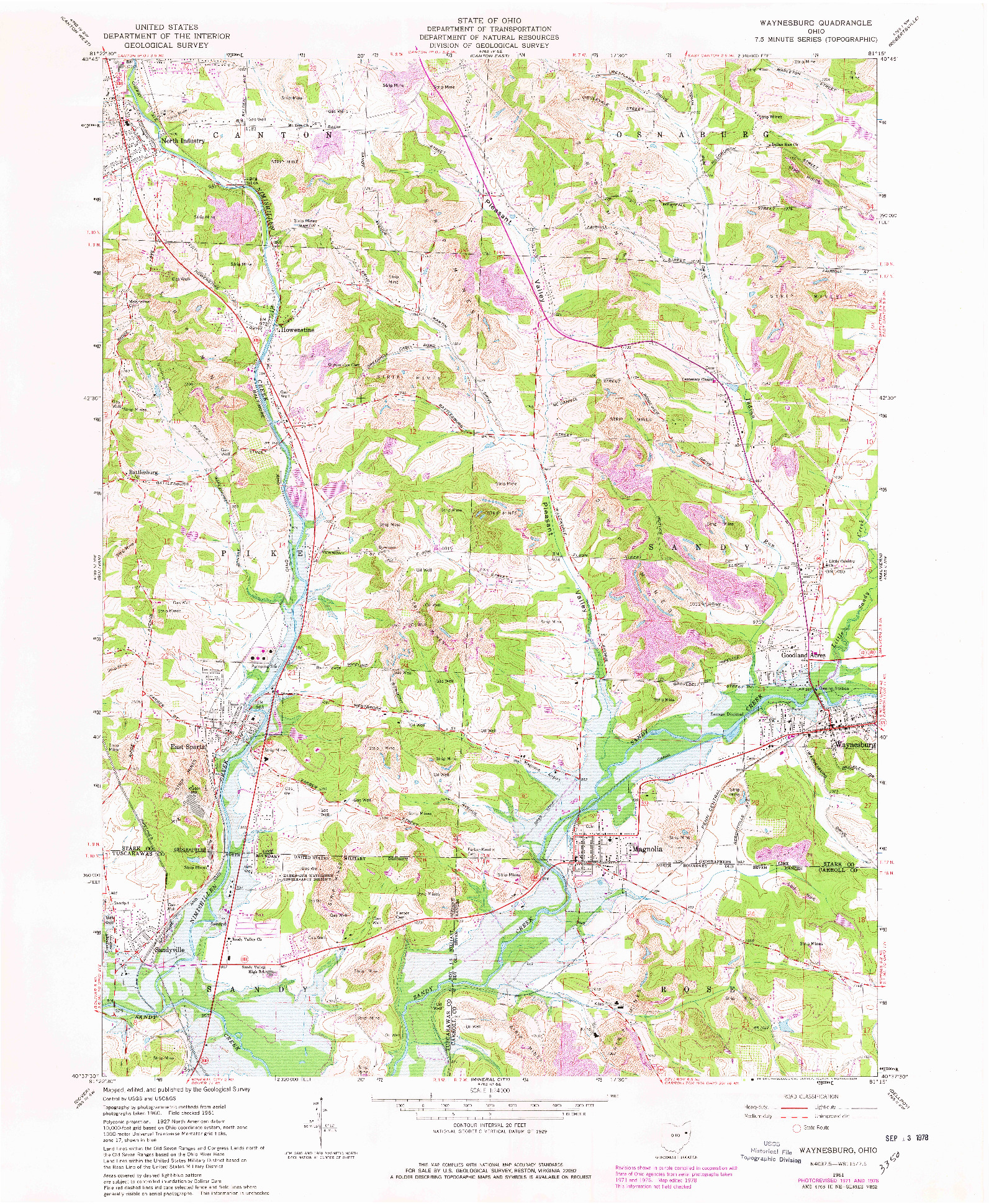 USGS 1:24000-SCALE QUADRANGLE FOR WAYNESBURG, OH 1961