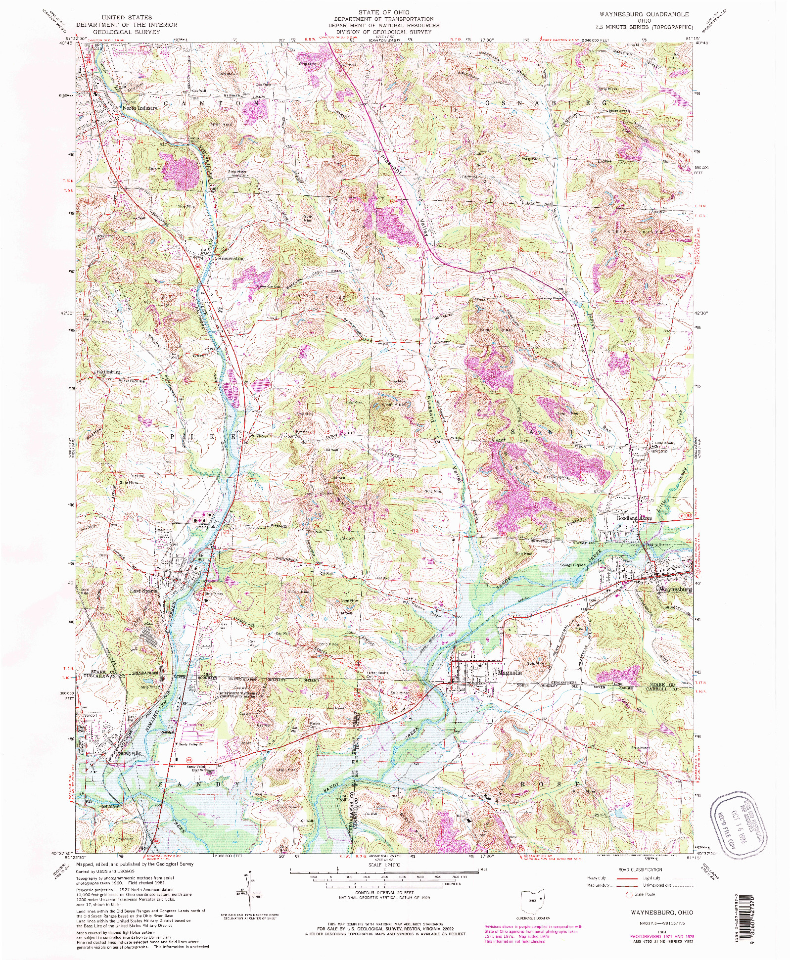 USGS 1:24000-SCALE QUADRANGLE FOR WAYNESBURG, OH 1961