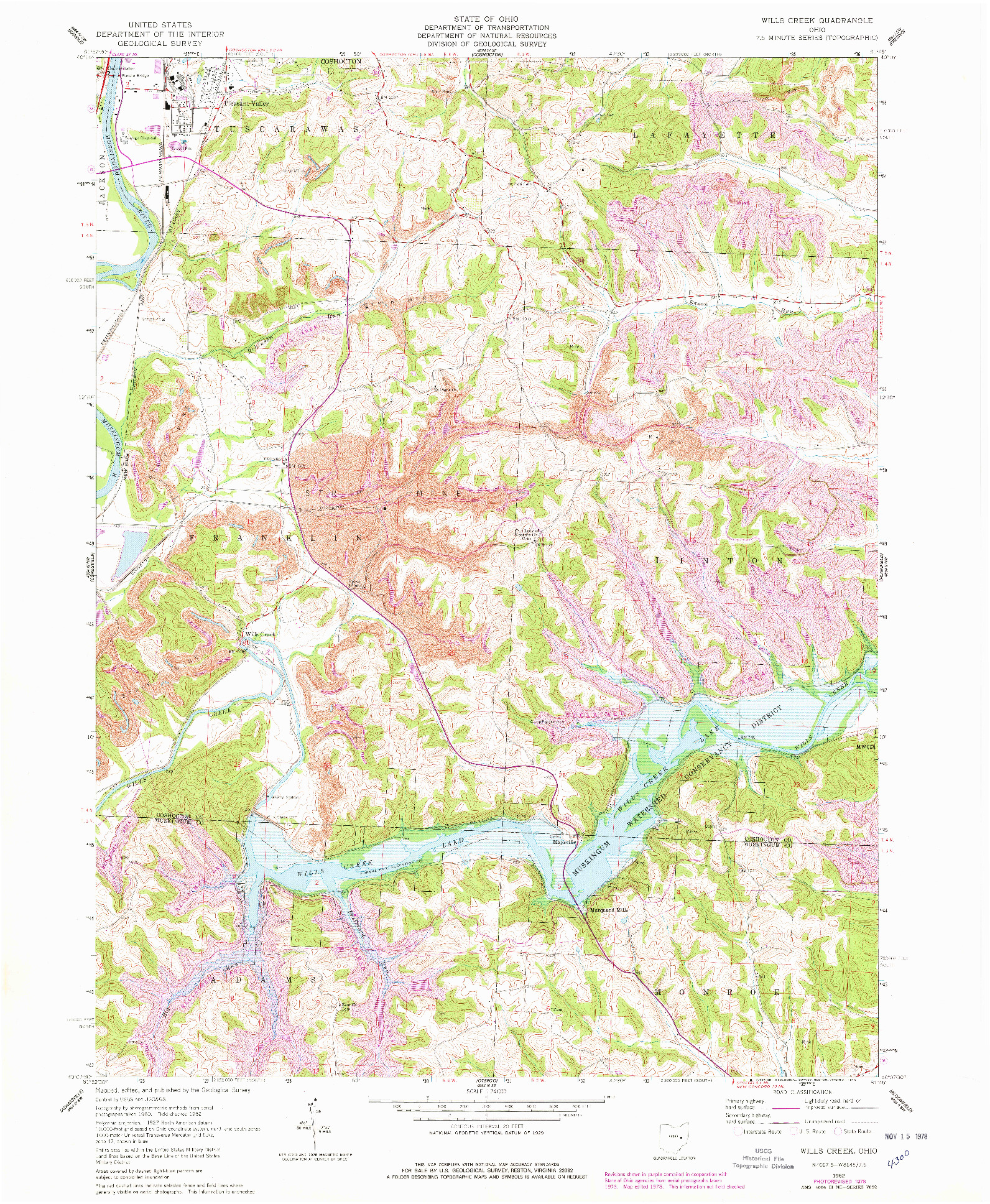 USGS 1:24000-SCALE QUADRANGLE FOR WILLS CREEK, OH 1962