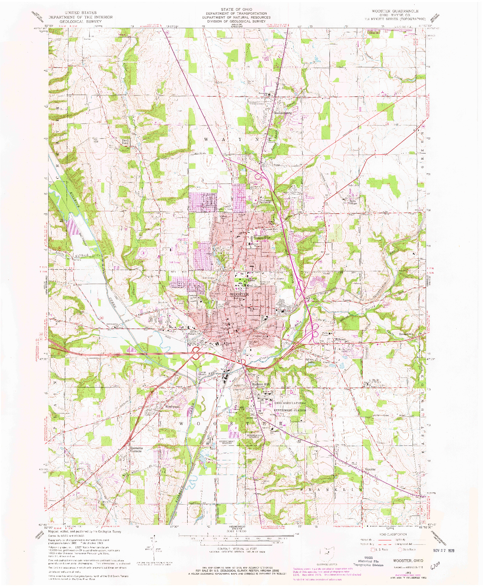 USGS 1:24000-SCALE QUADRANGLE FOR WOOSTER, OH 1961