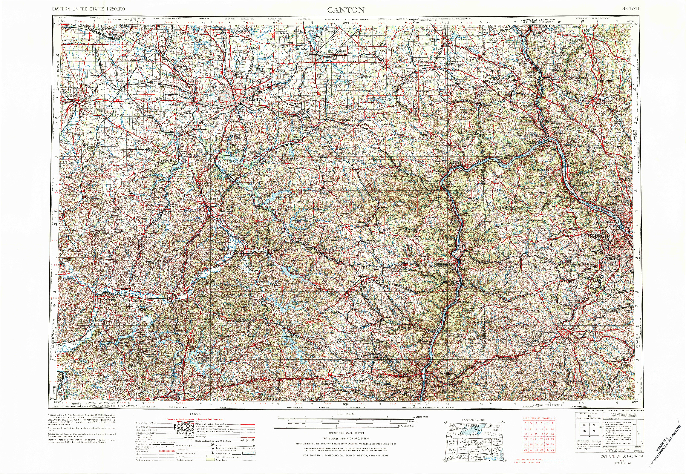 USGS 1:250000-SCALE QUADRANGLE FOR CANTON, OH 1957