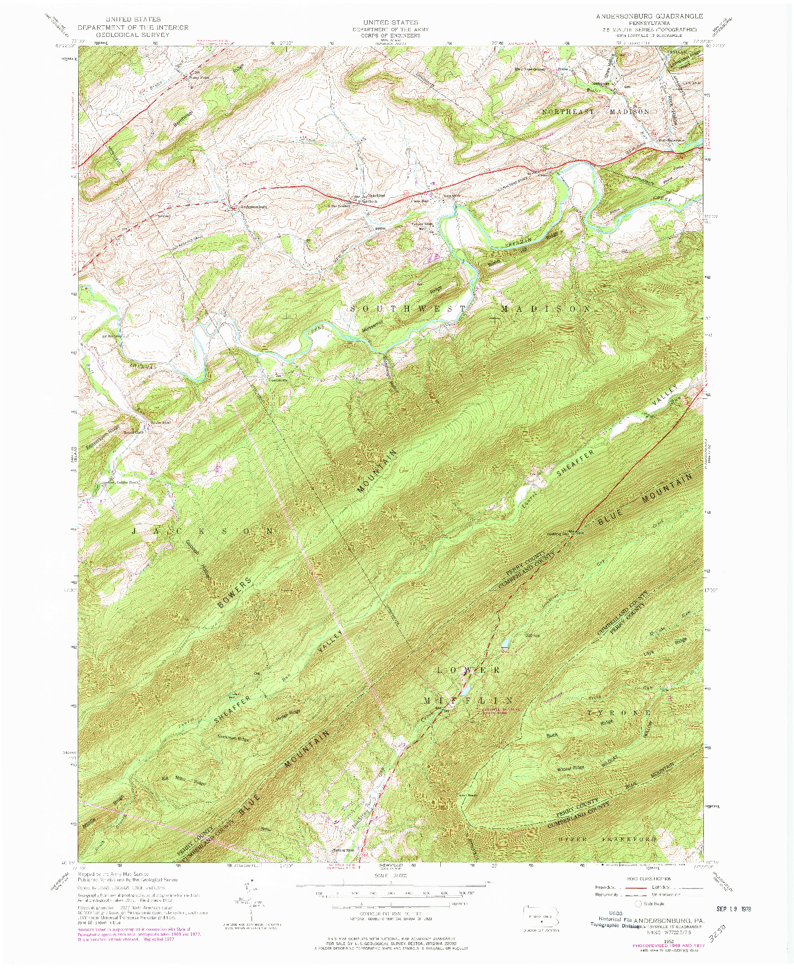 USGS 1:24000-SCALE QUADRANGLE FOR ANDERSONBURG, PA 1952