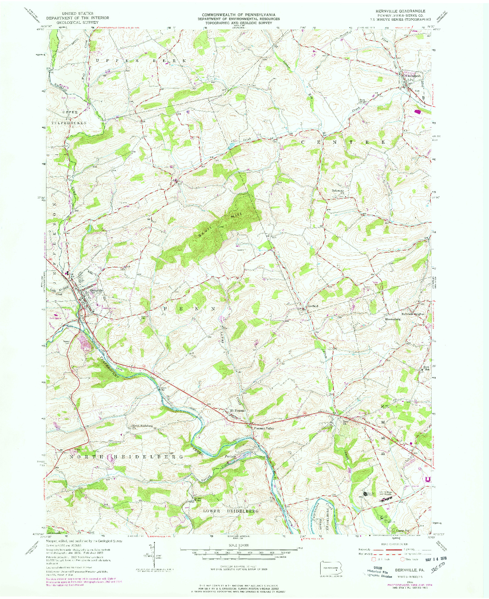 USGS 1:24000-SCALE QUADRANGLE FOR BERNVILLE, PA 1955