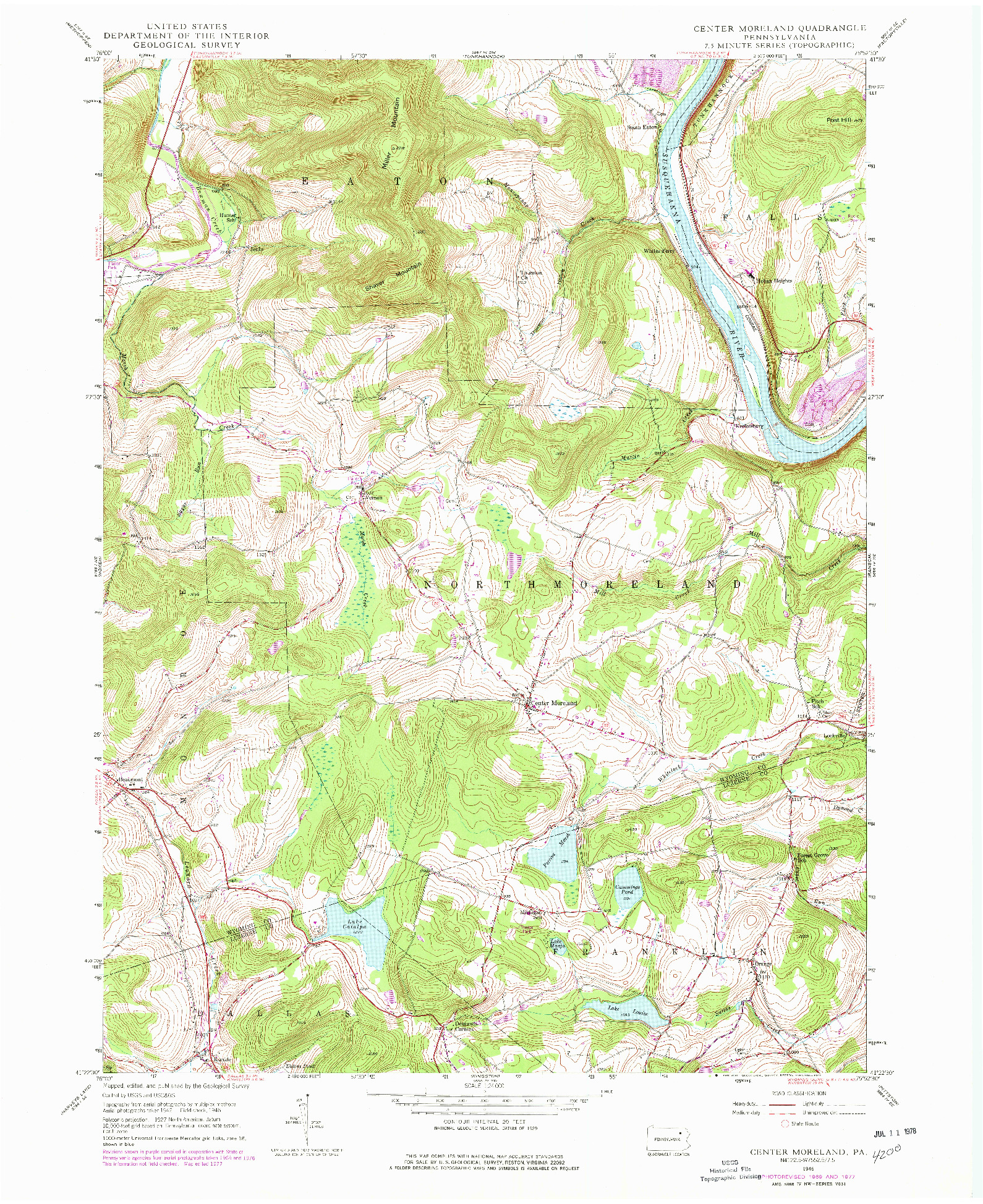 USGS 1:24000-SCALE QUADRANGLE FOR CENTER MORELAND, PA 1946