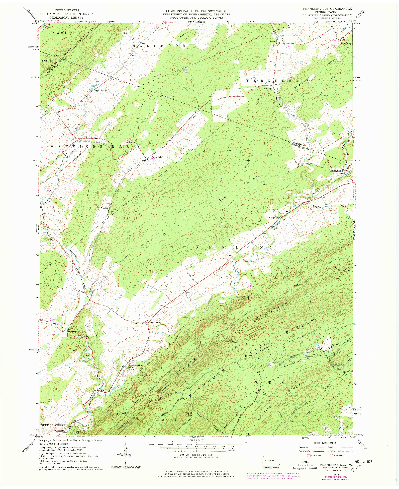 USGS 1:24000-SCALE QUADRANGLE FOR FRANKLINVILLE, PA 1963