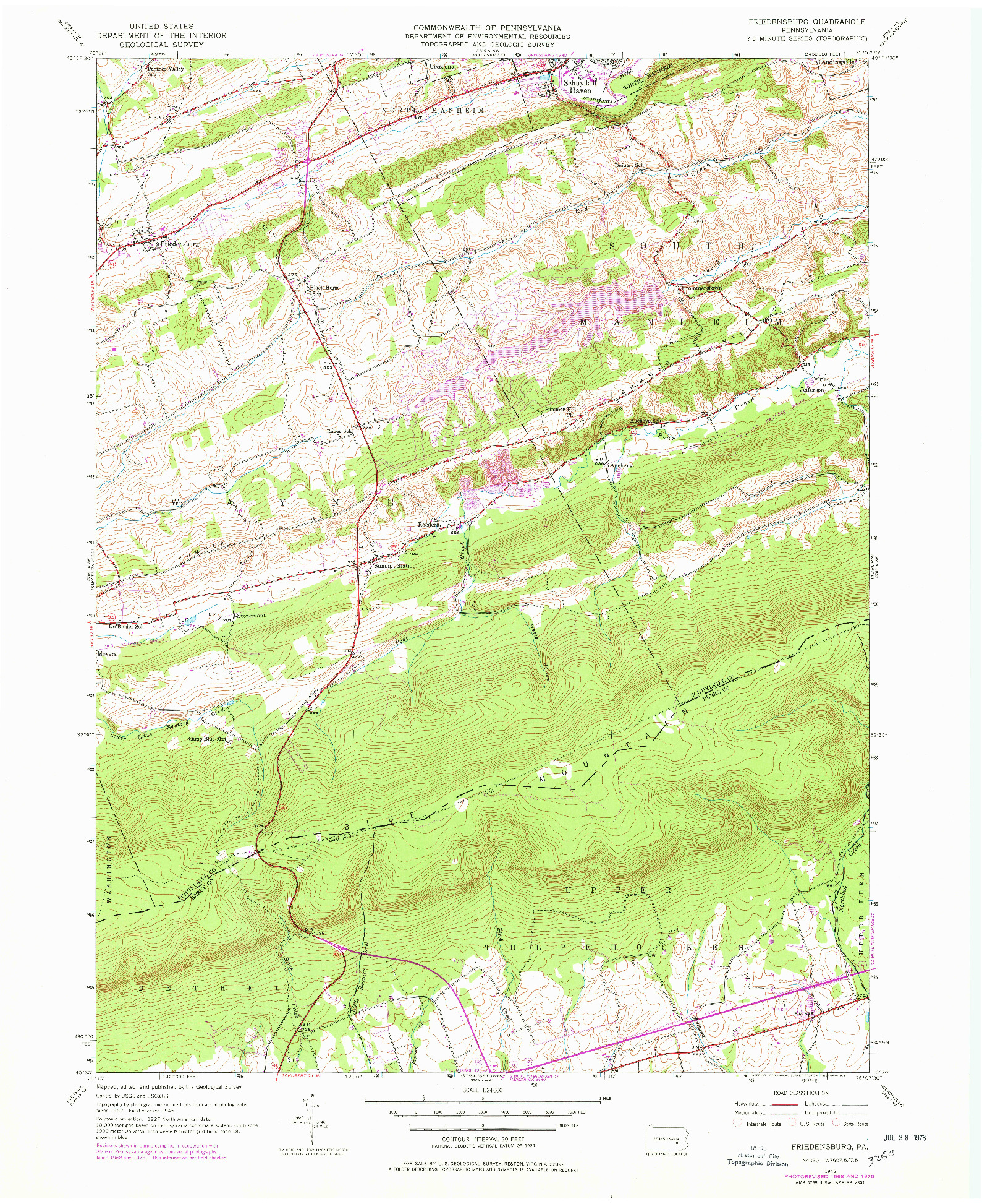 USGS 1:24000-SCALE QUADRANGLE FOR FRIEDENSBURG, PA 1945