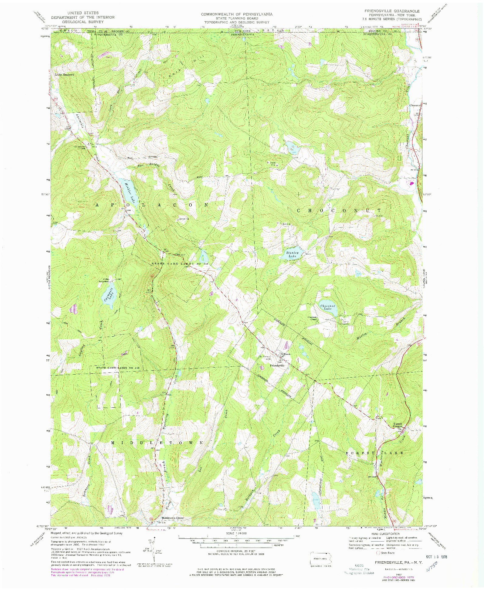 USGS 1:24000-SCALE QUADRANGLE FOR FRIENDSVILLE, PA 1967