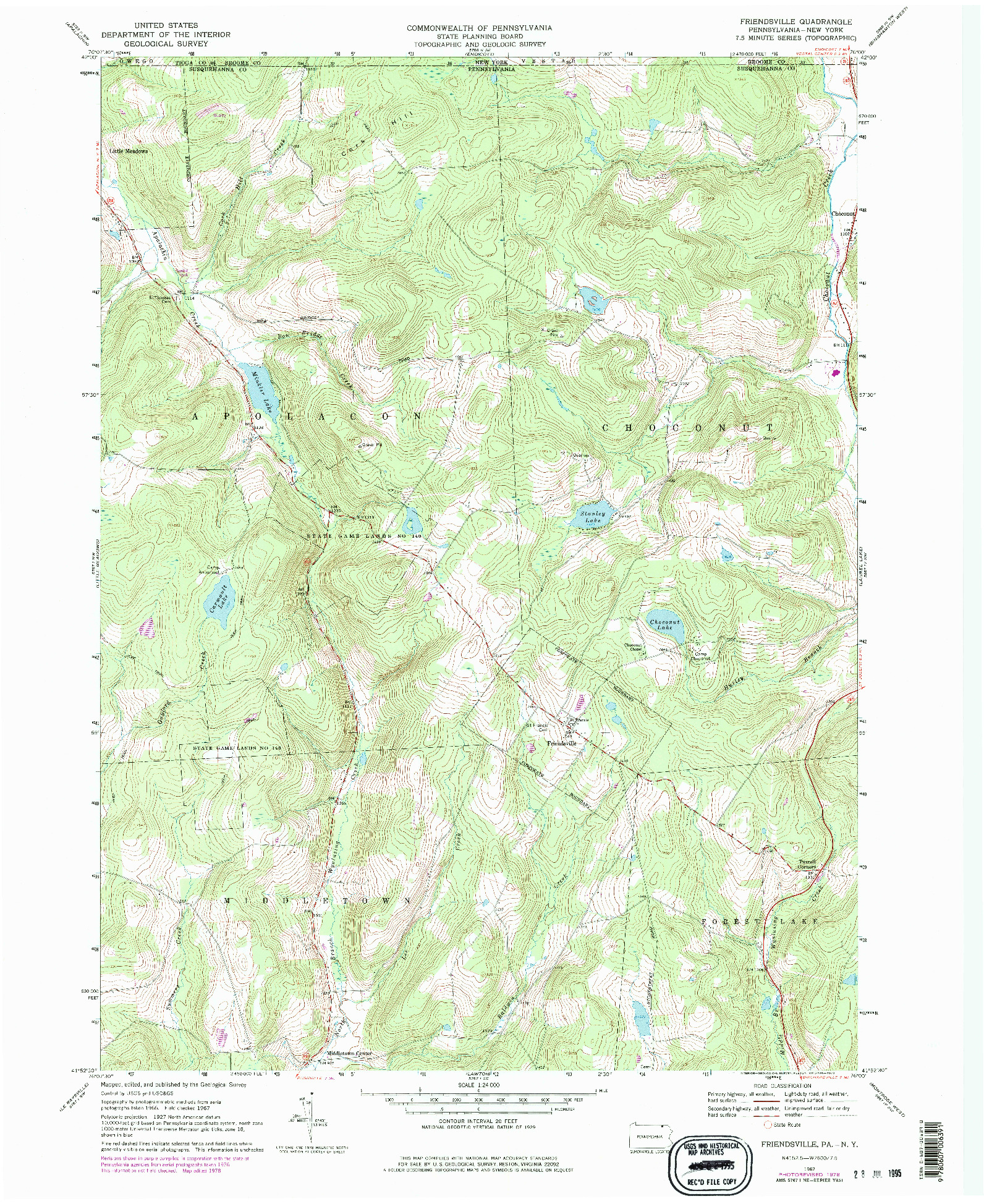 USGS 1:24000-SCALE QUADRANGLE FOR FRIENDSVILLE, PA 1967