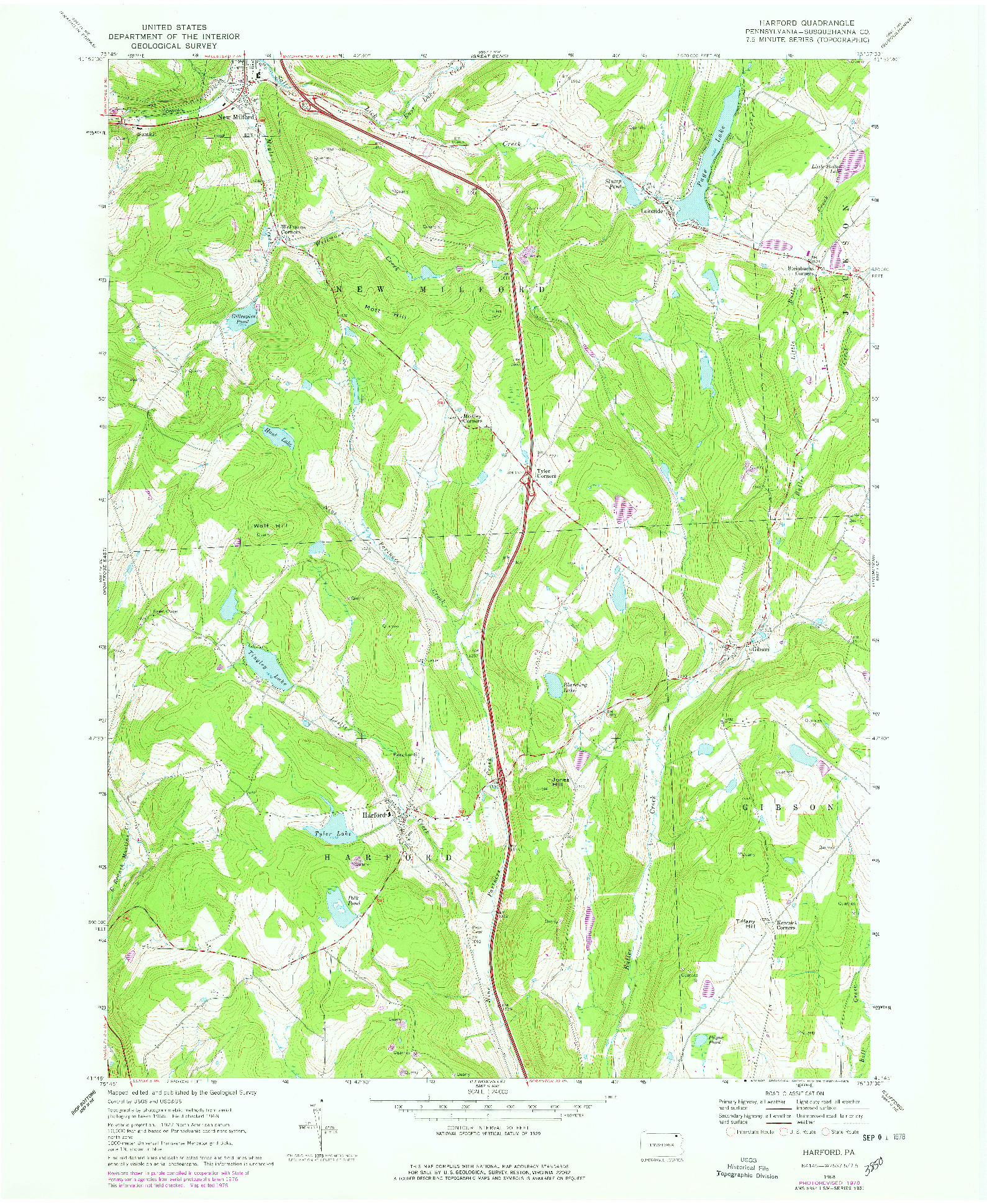 USGS 1:24000-SCALE QUADRANGLE FOR HARFORD, PA 1968