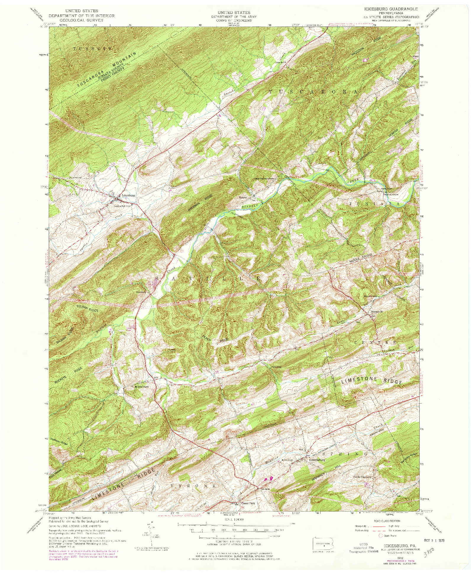 USGS 1:24000-SCALE QUADRANGLE FOR ICKESBURG, PA 1952