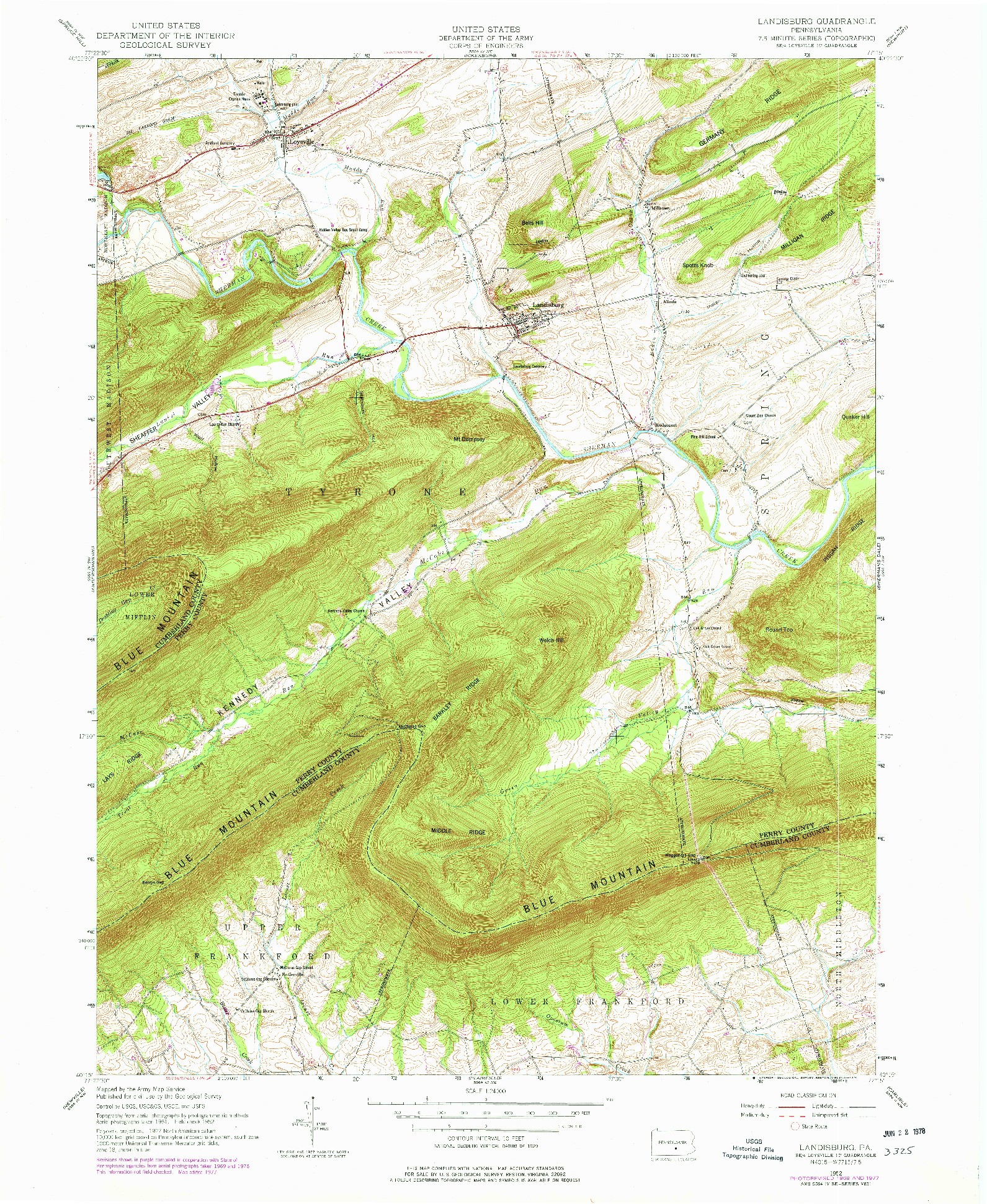 USGS 1:24000-SCALE QUADRANGLE FOR LANDISBURG, PA 1952