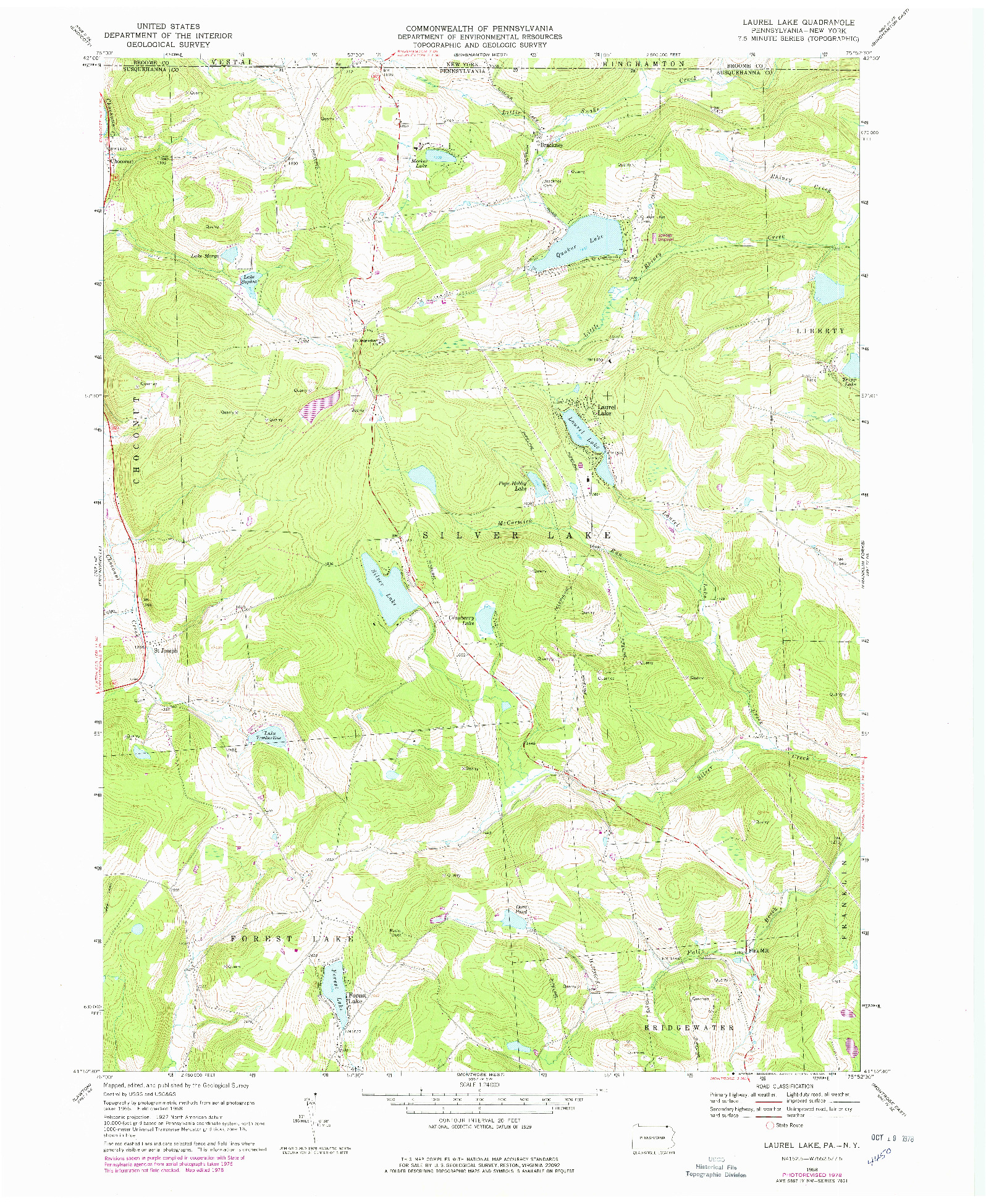 USGS 1:24000-SCALE QUADRANGLE FOR LAUREL LAKE, PA 1968