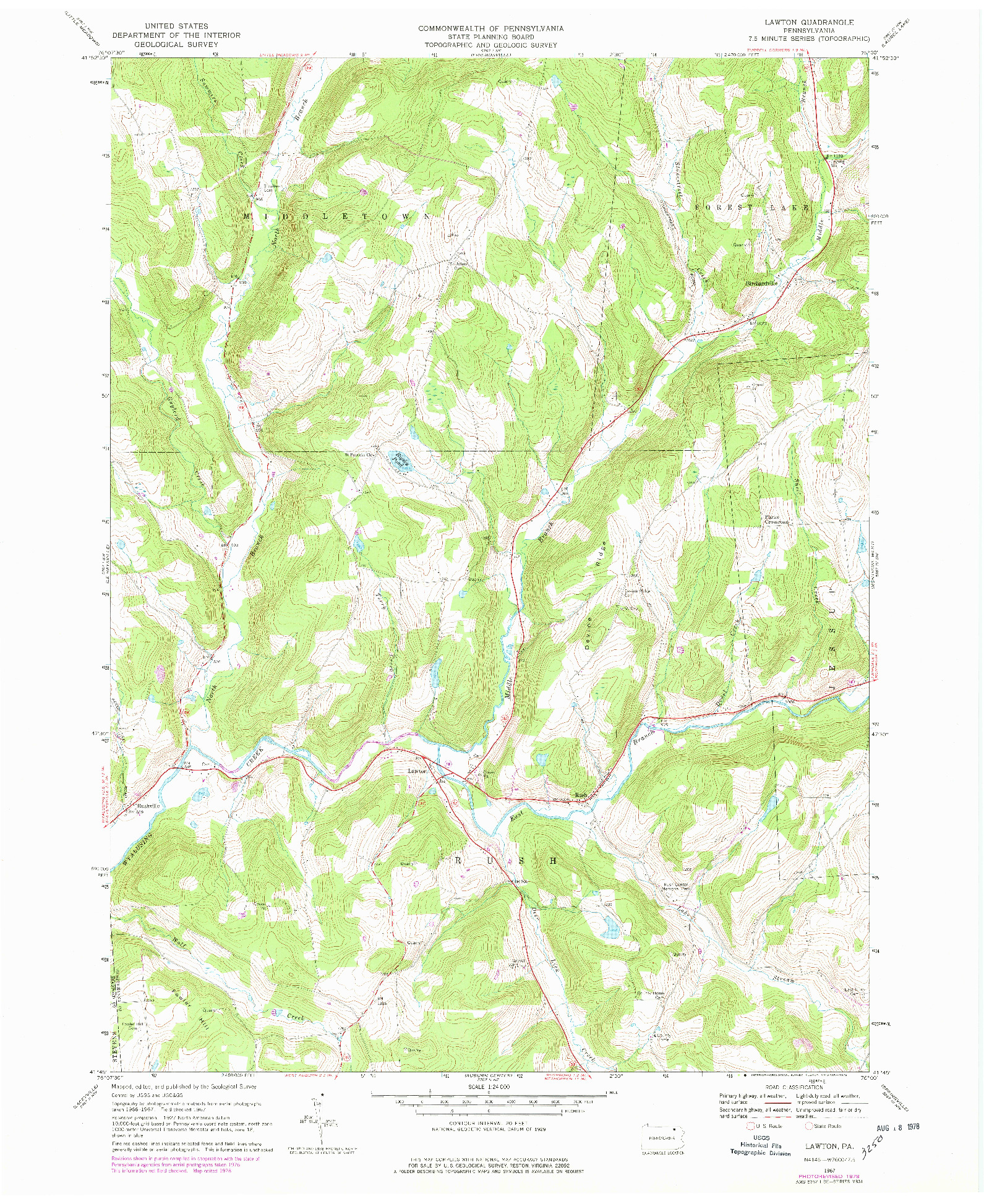 USGS 1:24000-SCALE QUADRANGLE FOR LAWTON, PA 1967