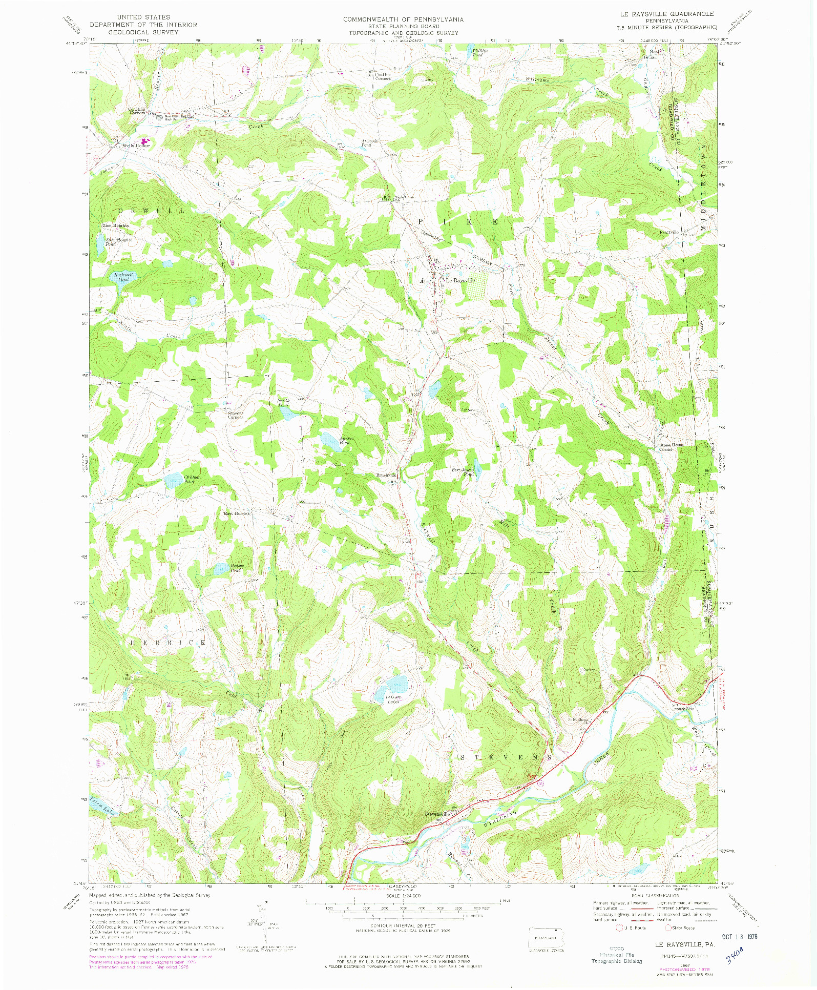 USGS 1:24000-SCALE QUADRANGLE FOR LE RAYSVILLE, PA 1967