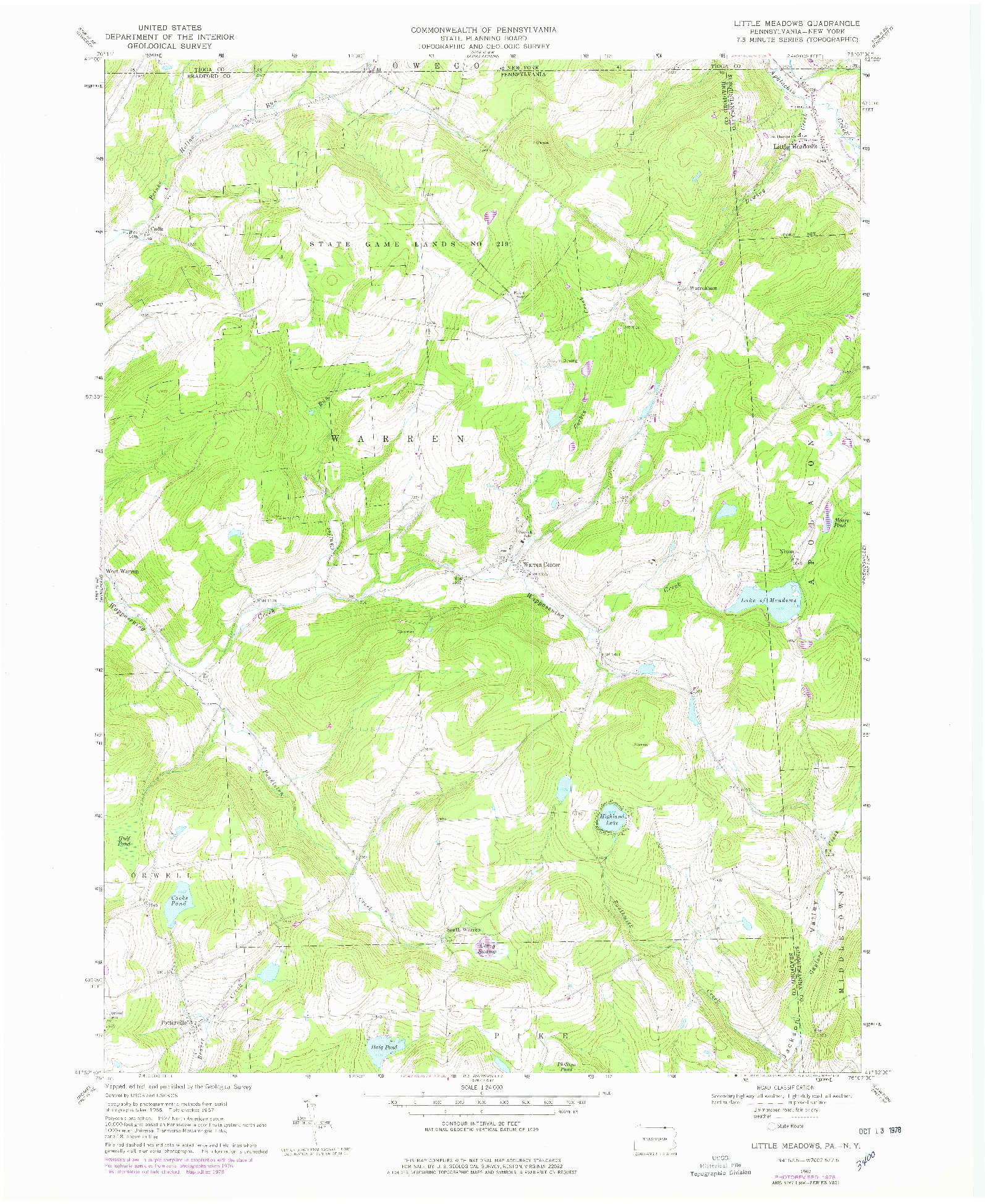 USGS 1:24000-SCALE QUADRANGLE FOR LITTLE MEADOWS, PA 1967