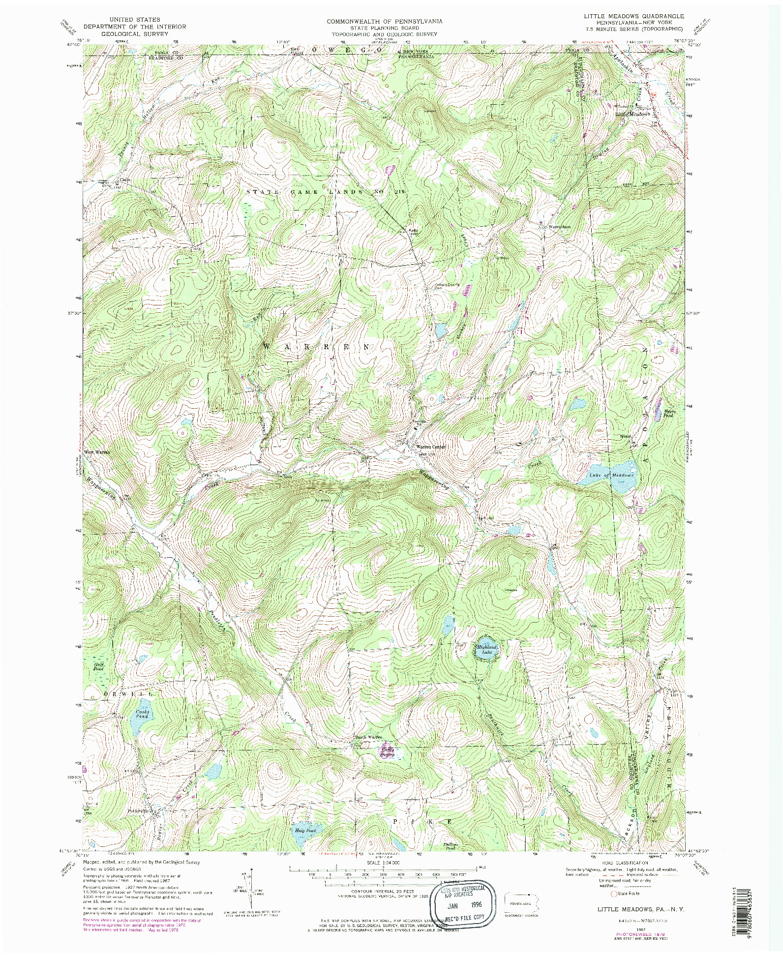 USGS 1:24000-SCALE QUADRANGLE FOR LITTLE MEADOWS, PA 1967