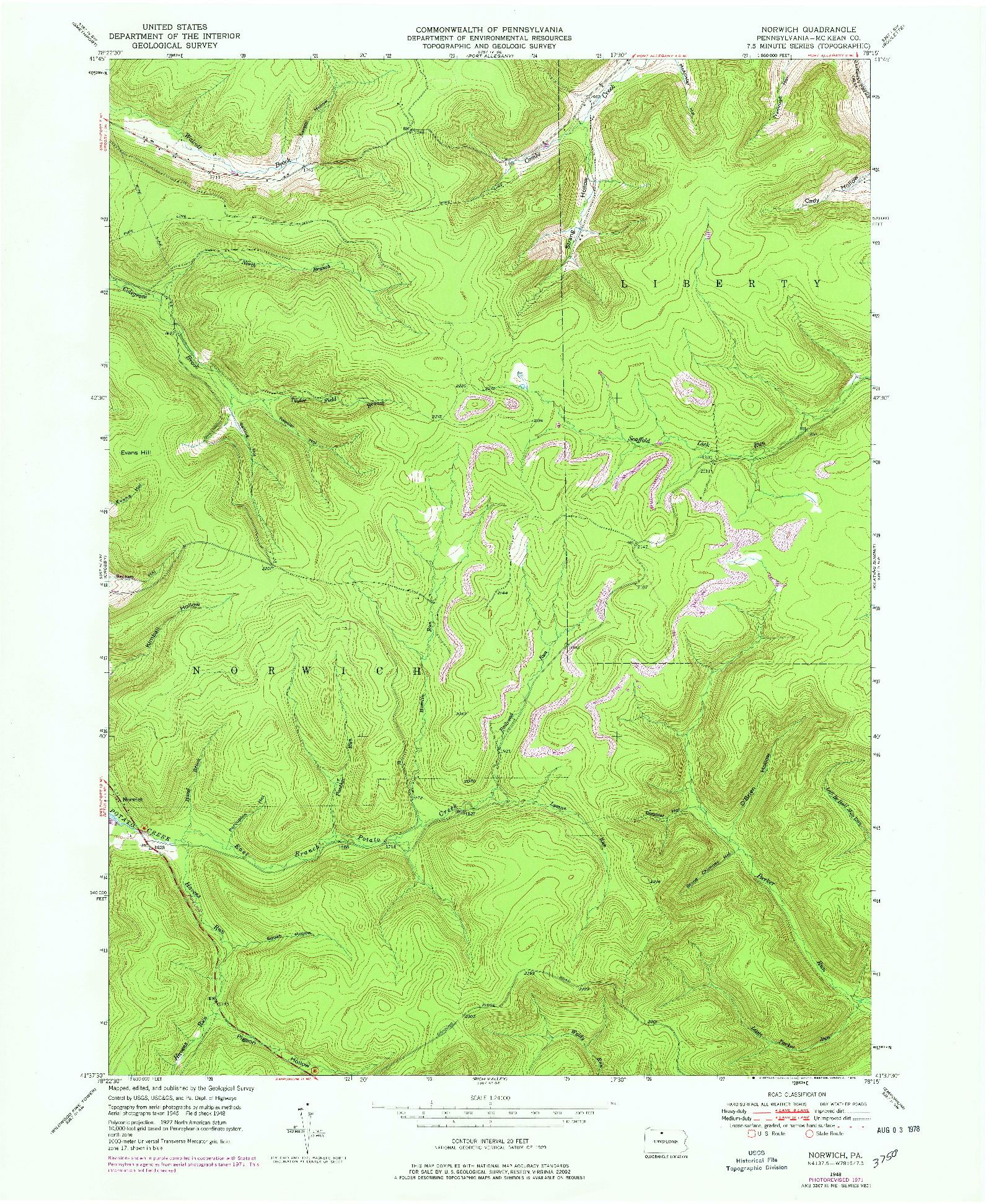 USGS 1:24000-SCALE QUADRANGLE FOR NORWICH, PA 1948