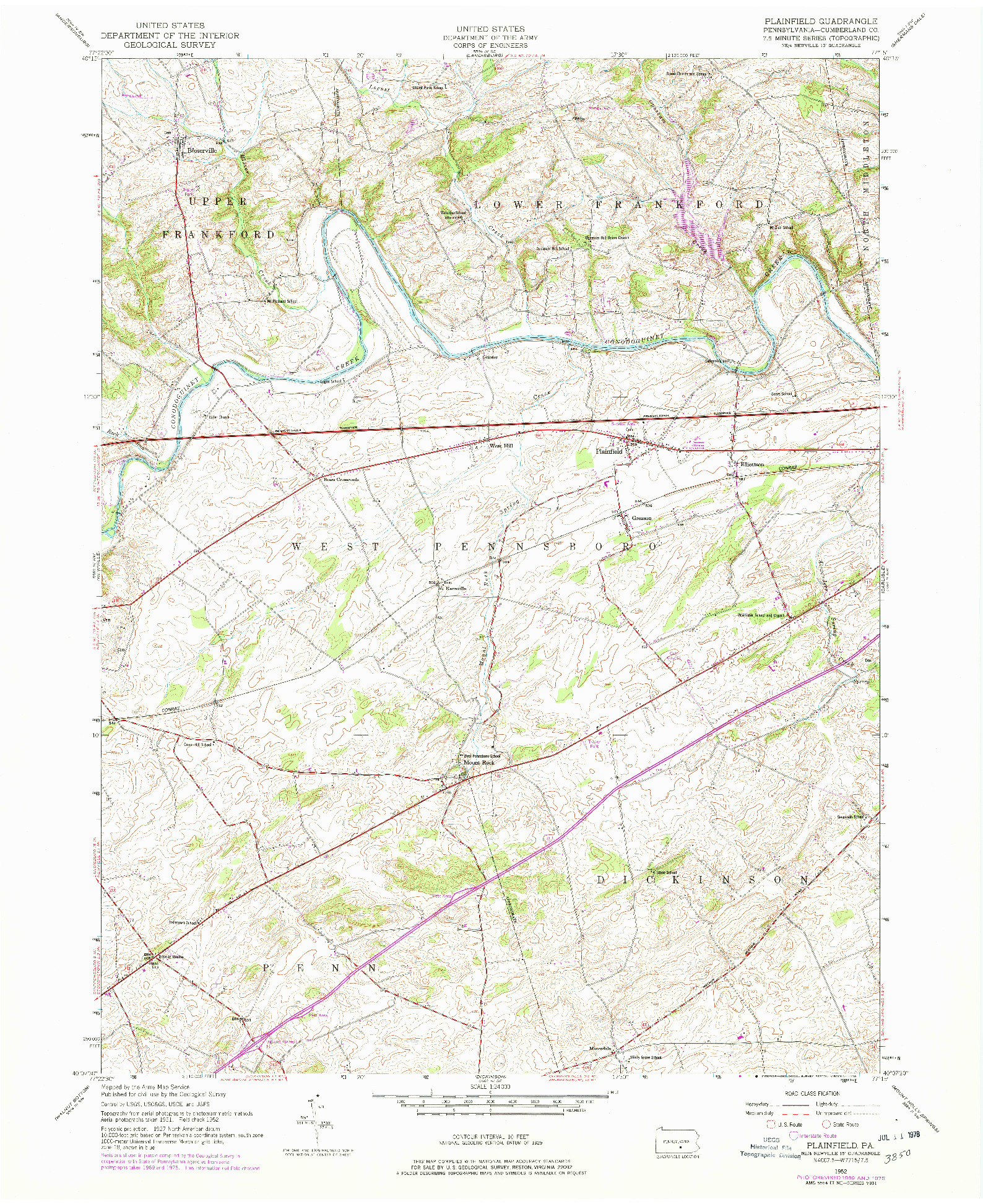 USGS 1:24000-SCALE QUADRANGLE FOR PLAINFIELD, PA 1952