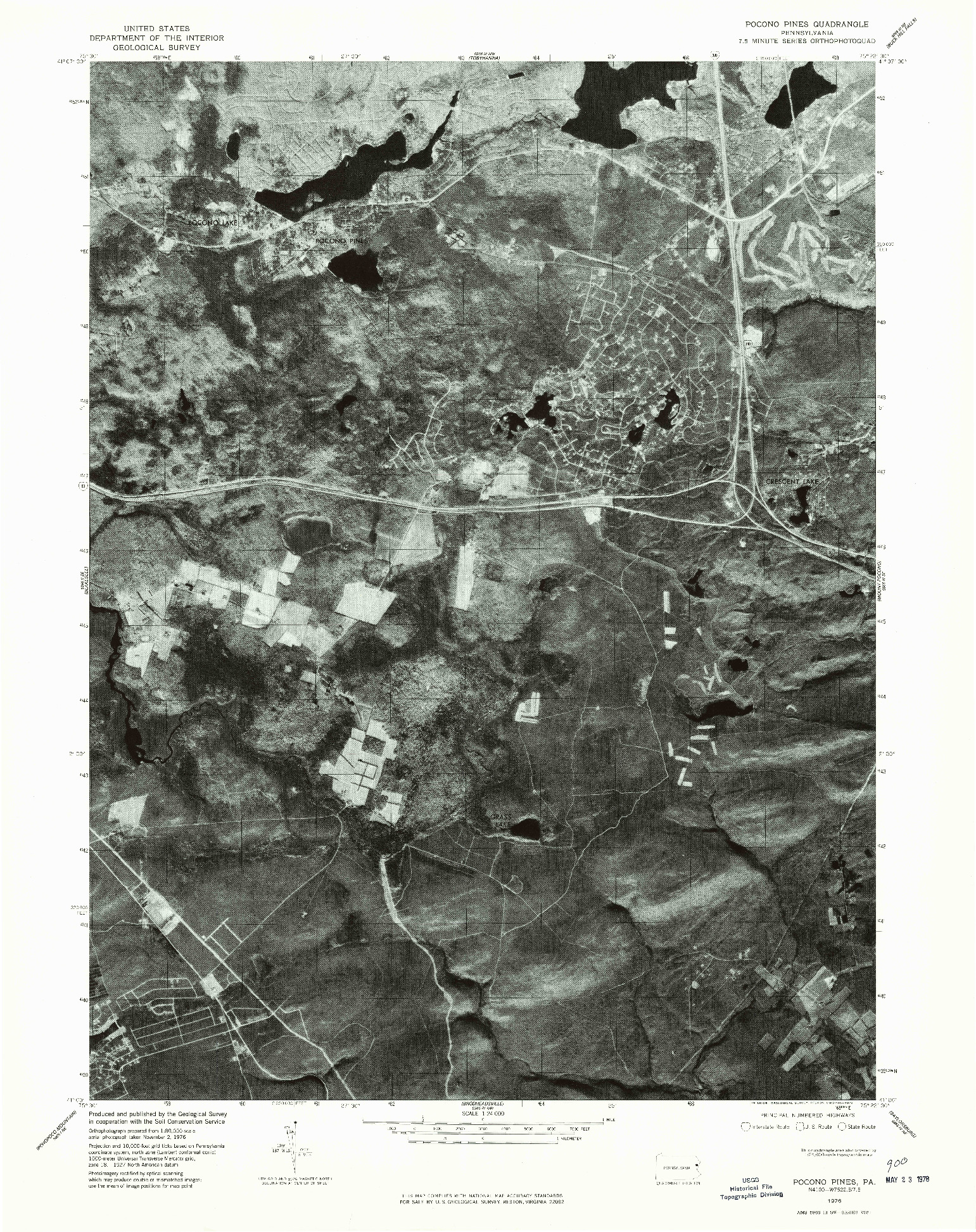 USGS 1:24000-SCALE QUADRANGLE FOR POCONO PINES, PA 1976