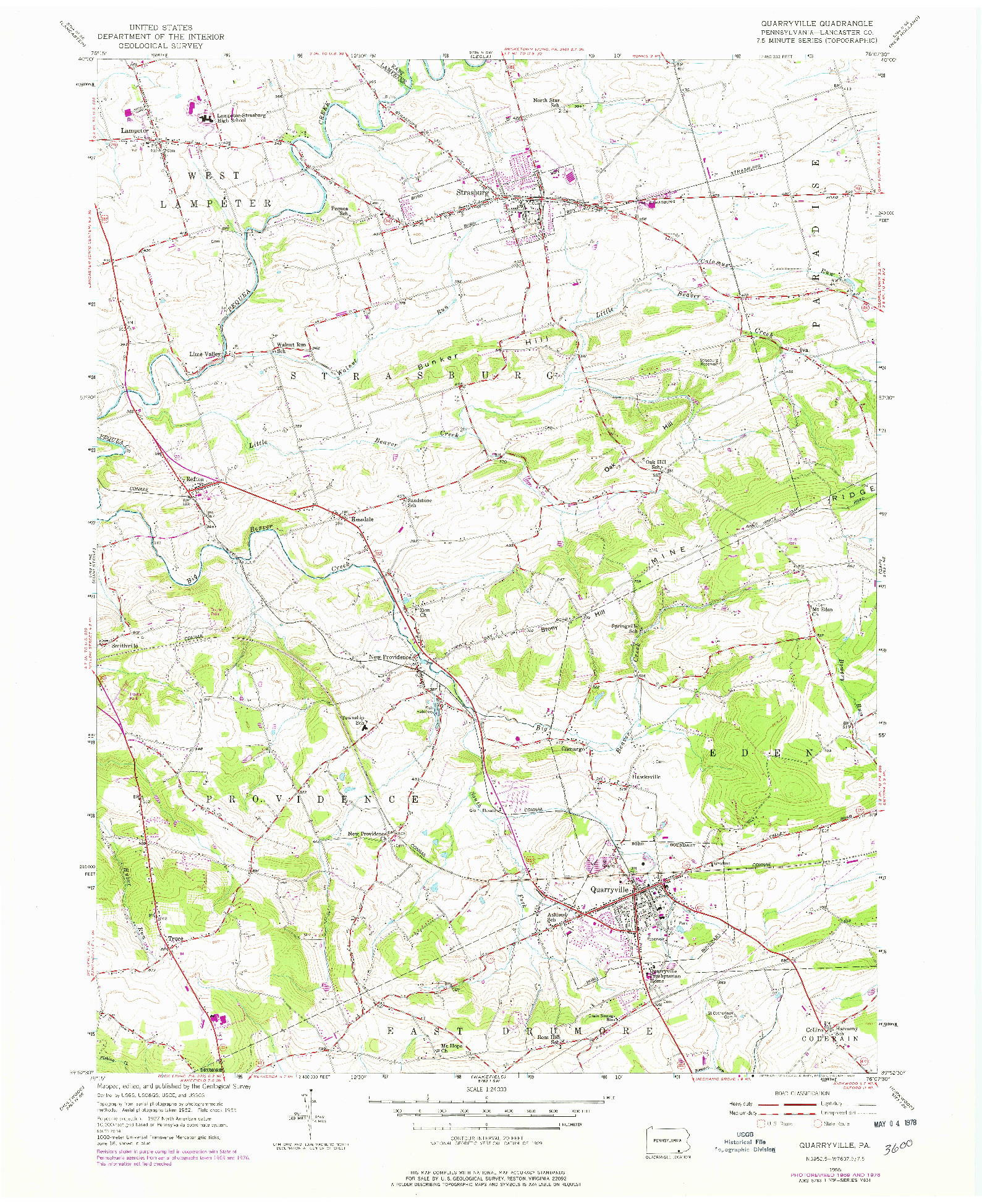 USGS 1:24000-SCALE QUADRANGLE FOR QUARRYVILLE, PA 1955