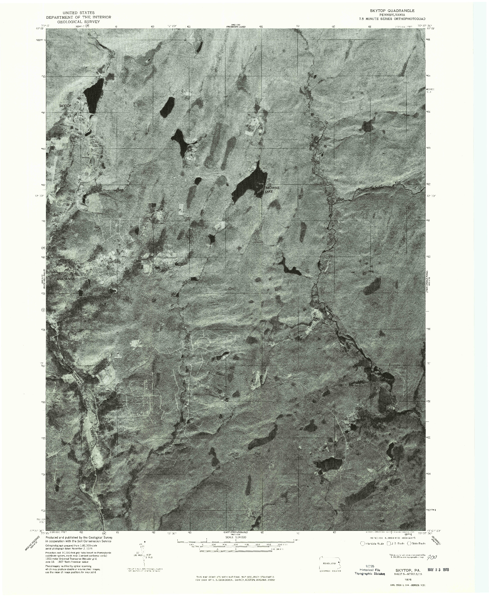 USGS 1:24000-SCALE QUADRANGLE FOR SKYTOP, PA 1976