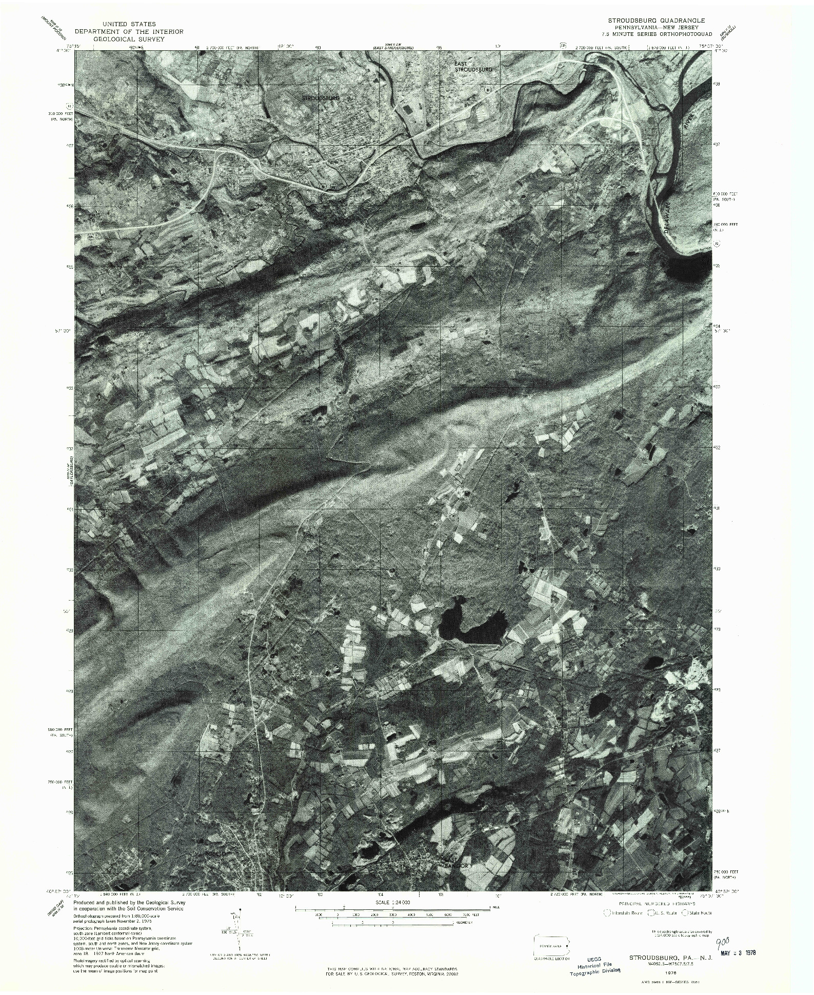 USGS 1:24000-SCALE QUADRANGLE FOR STROUDSBURG, PA 1976