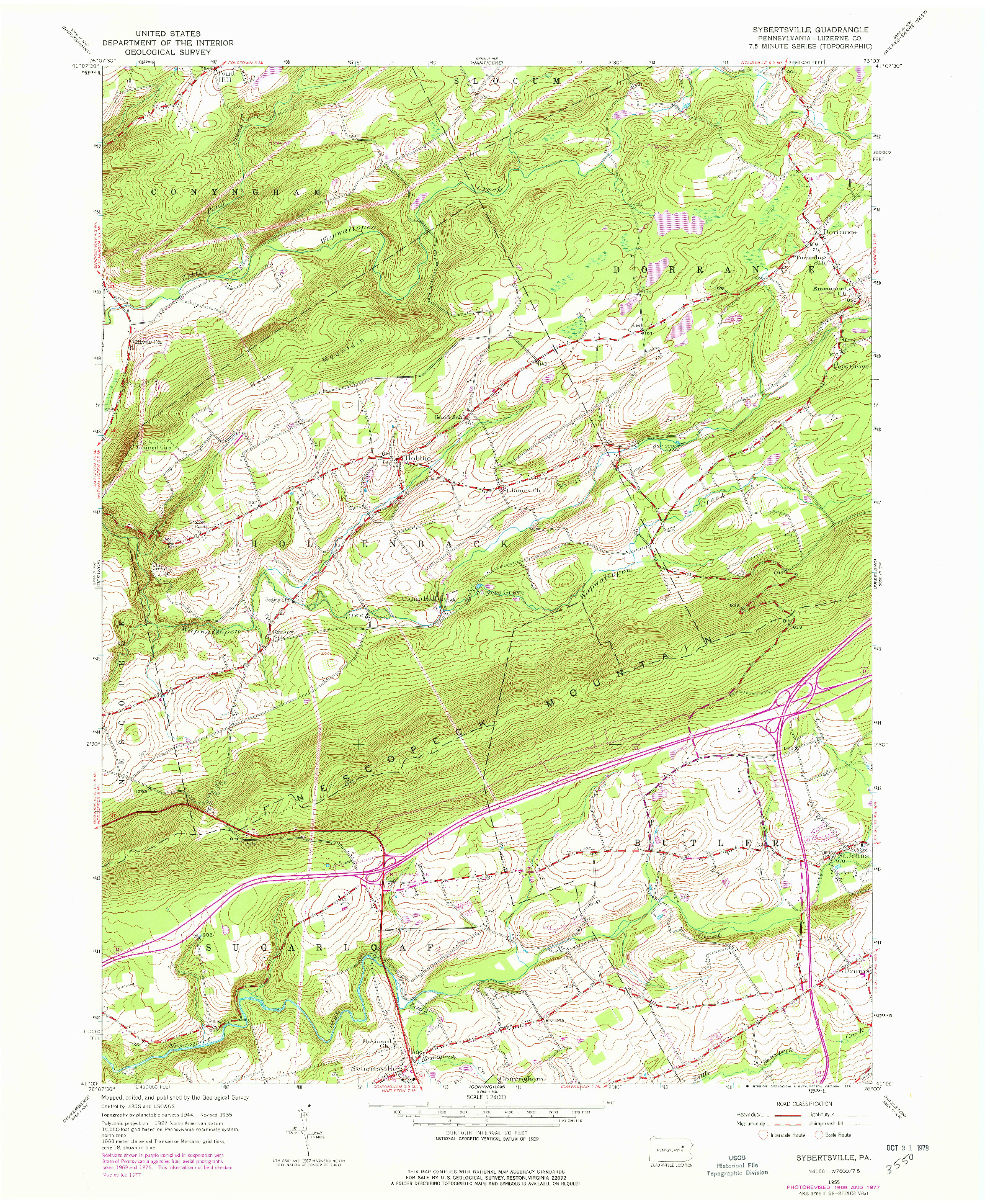 USGS 1:24000-SCALE QUADRANGLE FOR SYBERTSVILLE, PA 1955