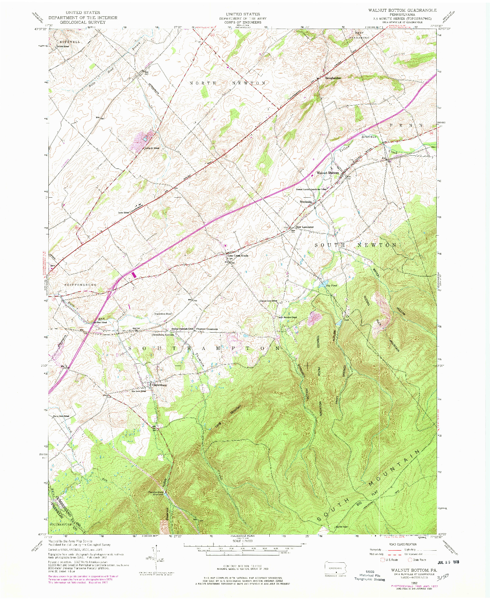 USGS 1:24000-SCALE QUADRANGLE FOR WALNUT BOTTOM, PA 1952