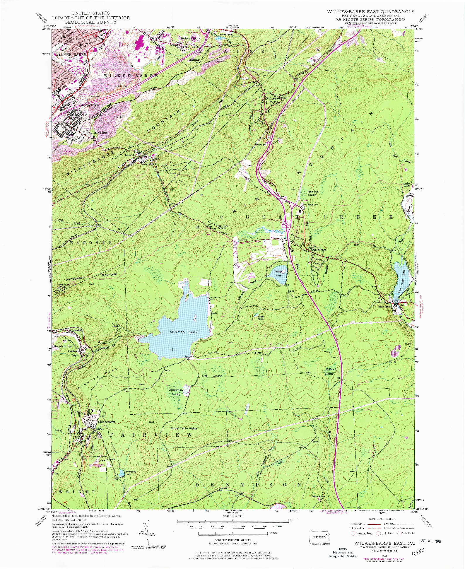 USGS 1:24000-SCALE QUADRANGLE FOR WILKES-BARRE EAST, PA 1947