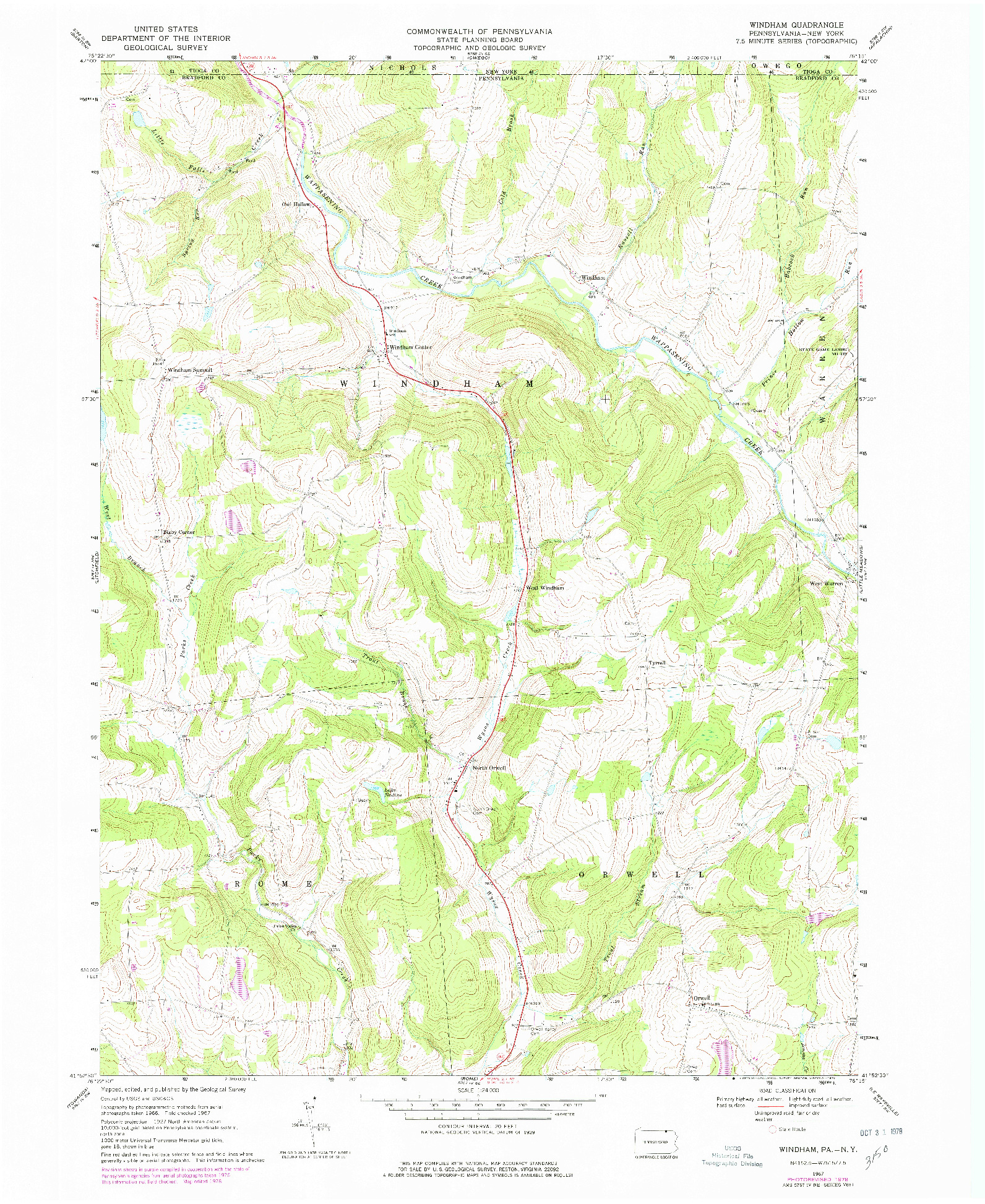 USGS 1:24000-SCALE QUADRANGLE FOR WINDHAM, PA 1967
