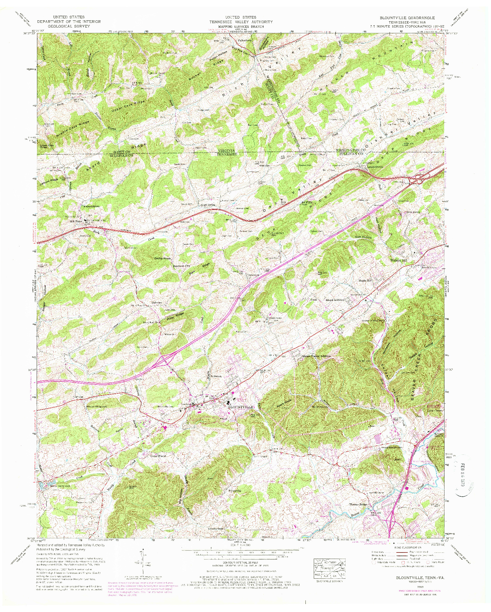 USGS 1:24000-SCALE QUADRANGLE FOR BLOUNTVILLE, TN 1959