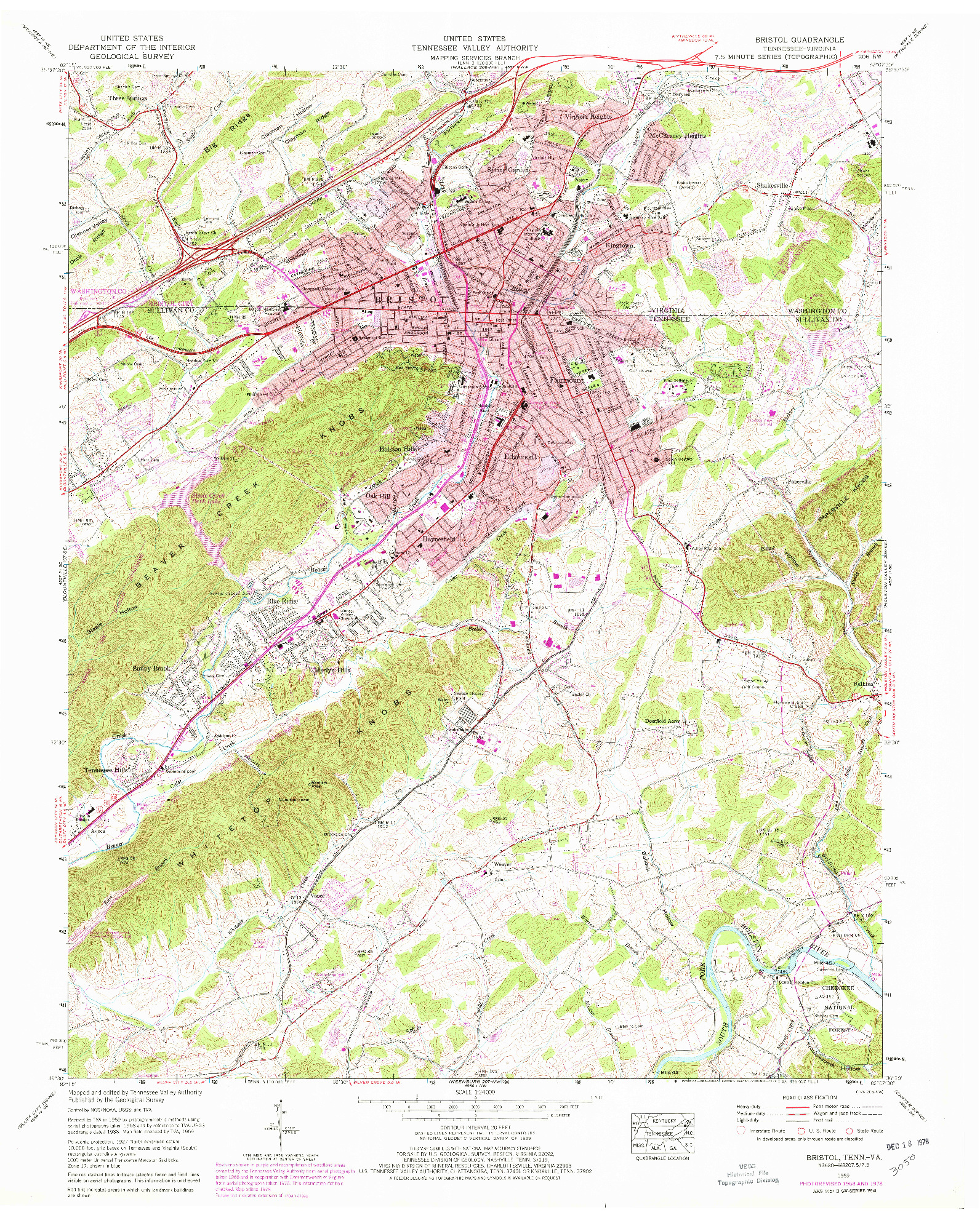 USGS 1:24000-SCALE QUADRANGLE FOR BRISTOL, TN 1959