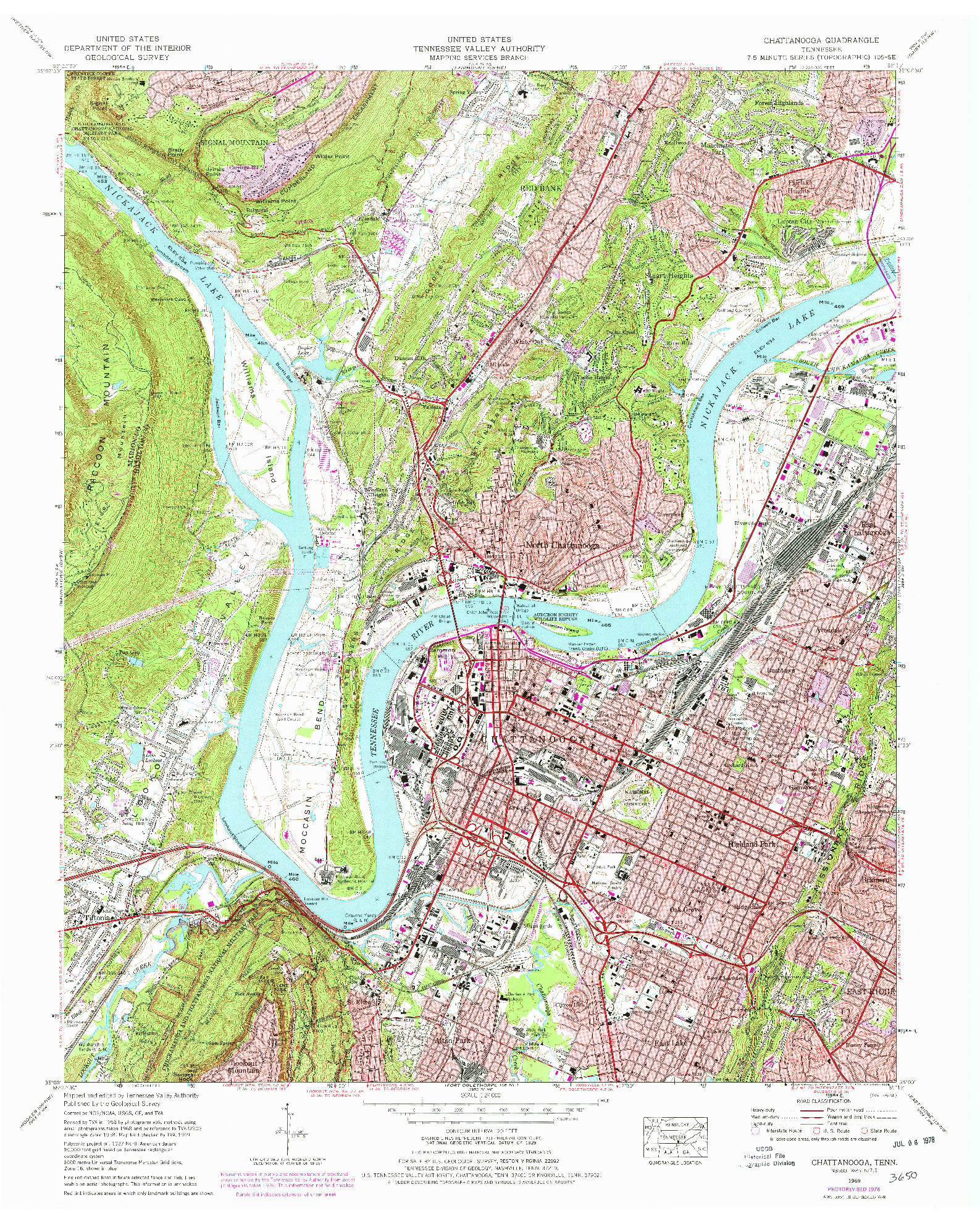 USGS 1:24000-SCALE QUADRANGLE FOR CHATTANOOGA, TN 1969