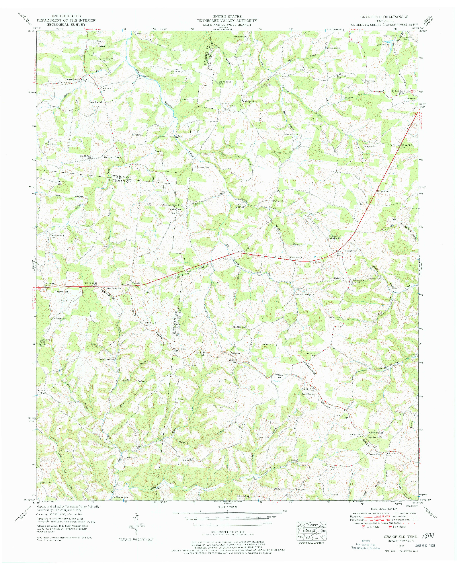 USGS 1:24000-SCALE QUADRANGLE FOR CRAIGFIELD, TN 1953