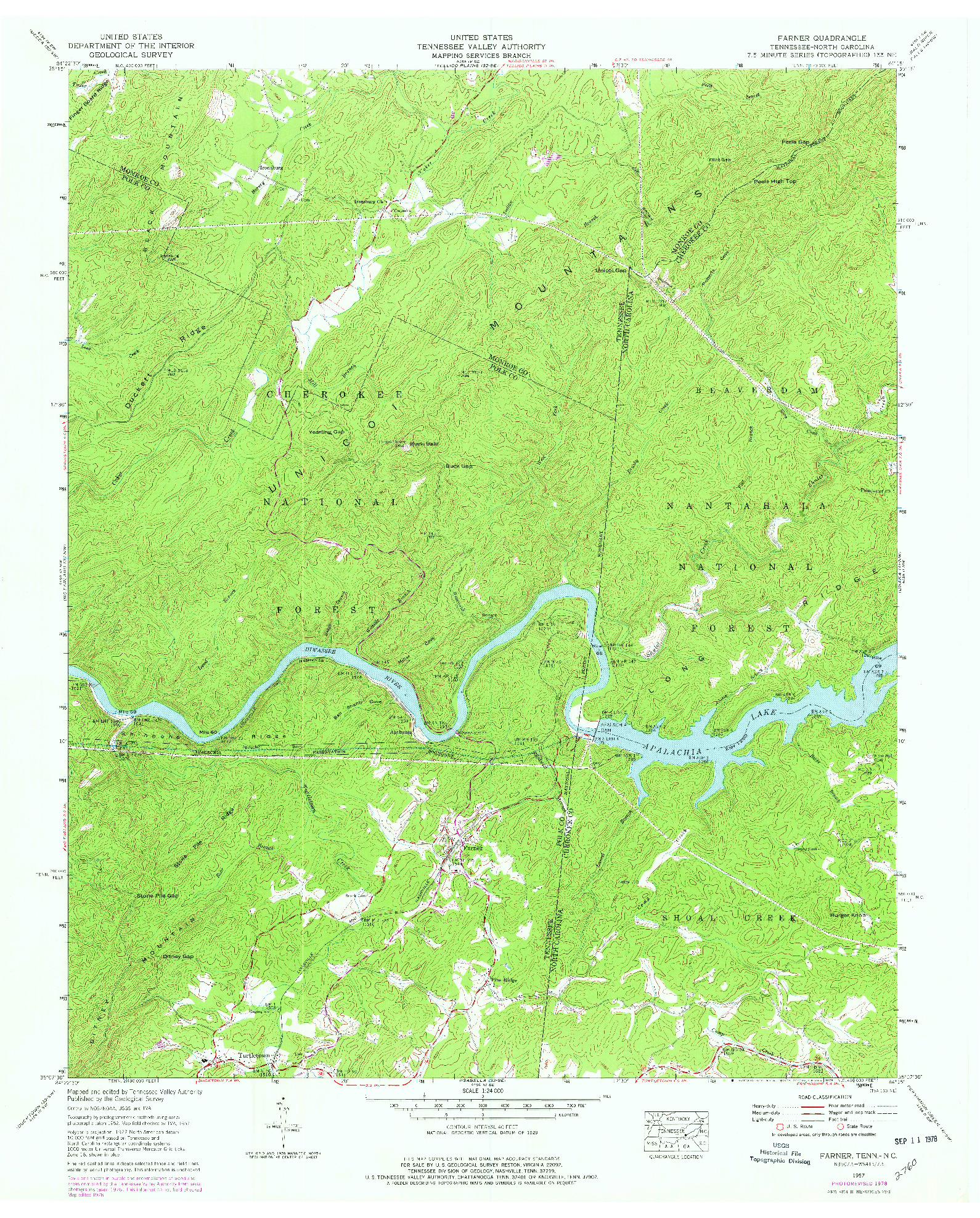 USGS 1:24000-SCALE QUADRANGLE FOR FARNER, TN 1957