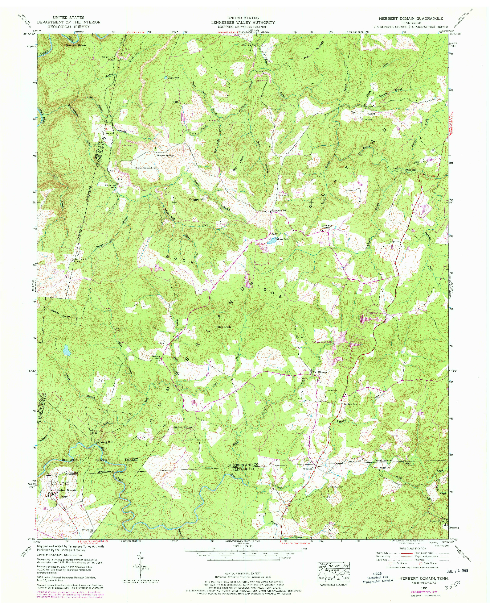 USGS 1:24000-SCALE QUADRANGLE FOR HERBERT DOMAIN, TN 1956