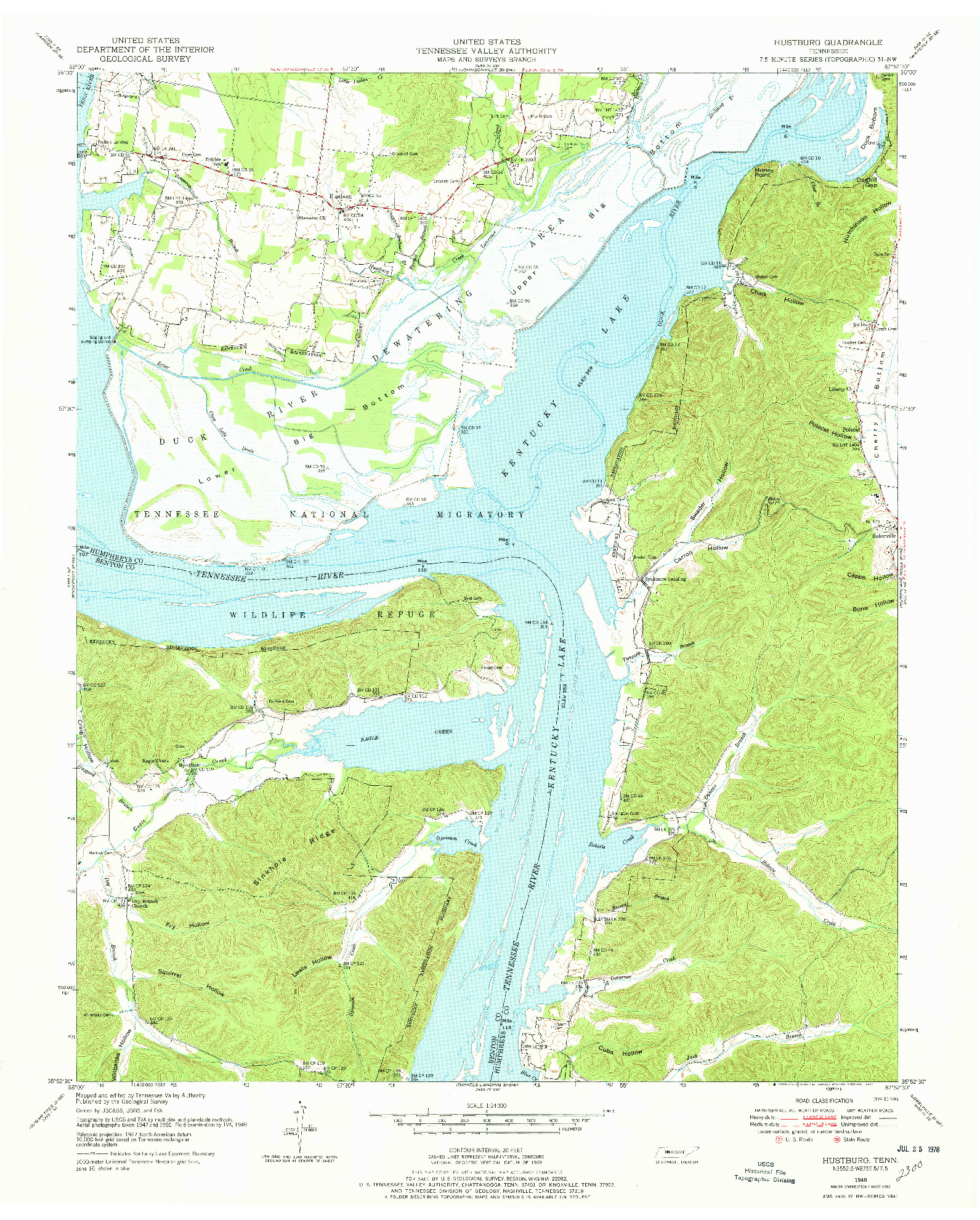 USGS 1:24000-SCALE QUADRANGLE FOR HUSTBURG, TN 1949