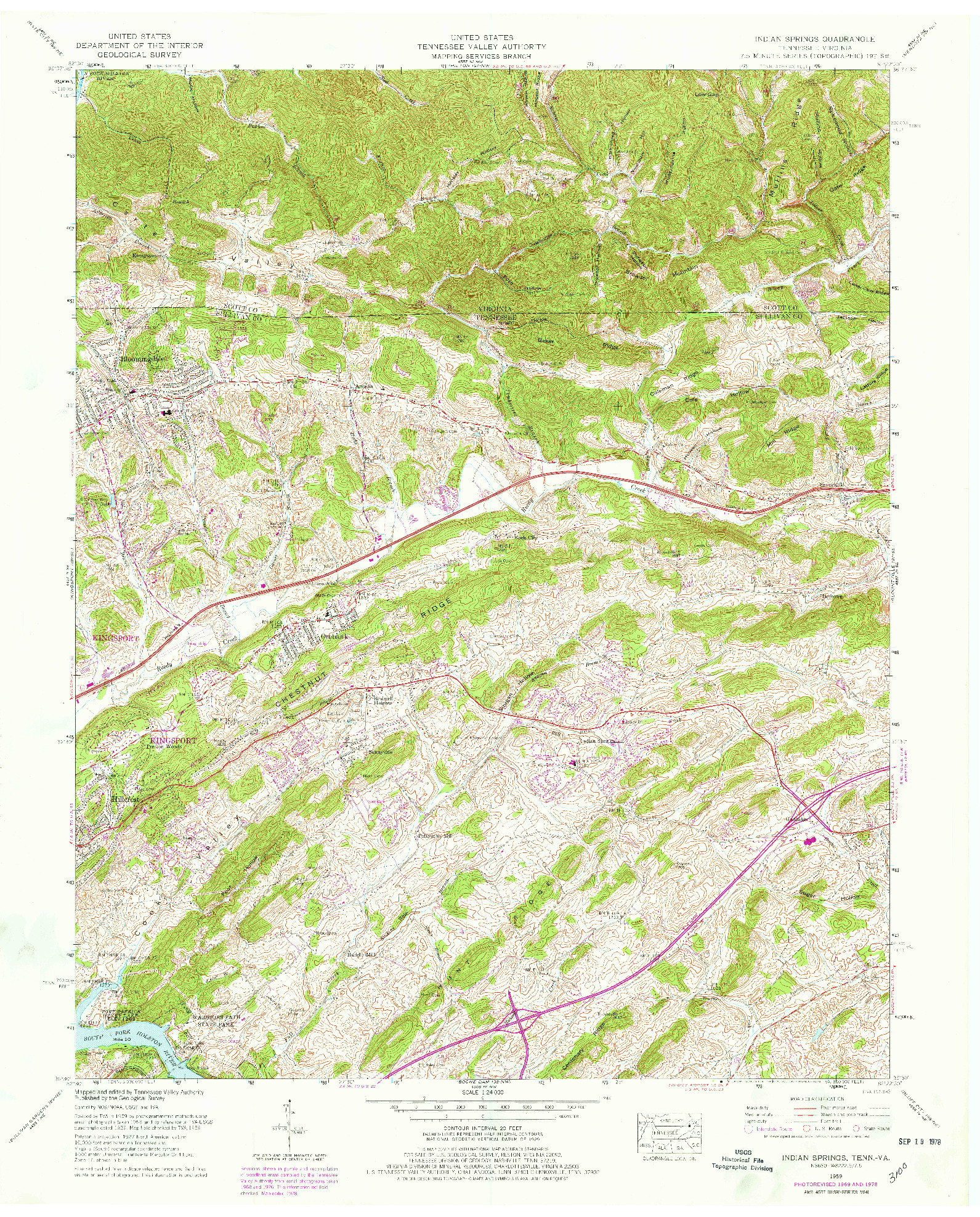 USGS 1:24000-SCALE QUADRANGLE FOR INDIAN SPRINGS, TN 1959