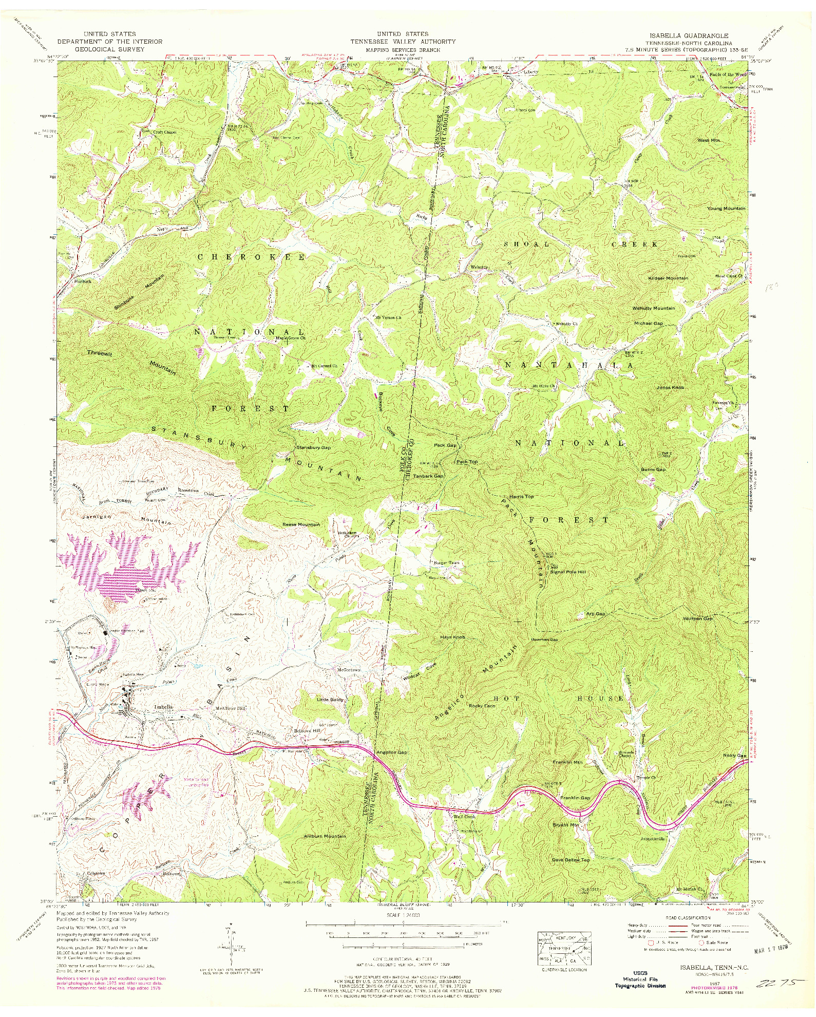 USGS 1:24000-SCALE QUADRANGLE FOR ISABELLA, TN 1957