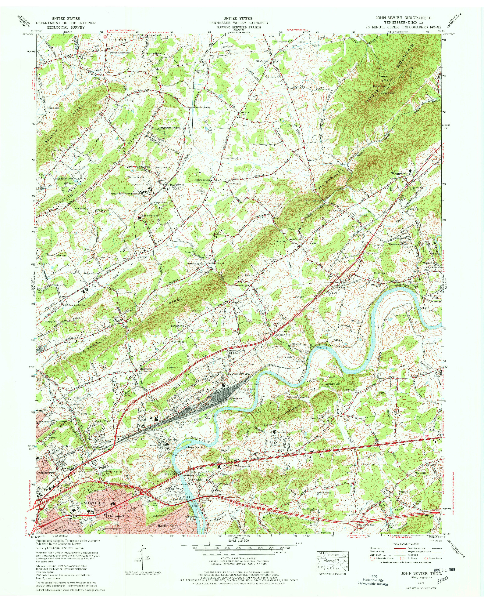 USGS 1:24000-SCALE QUADRANGLE FOR JOHN SEVIER, TN 1978
