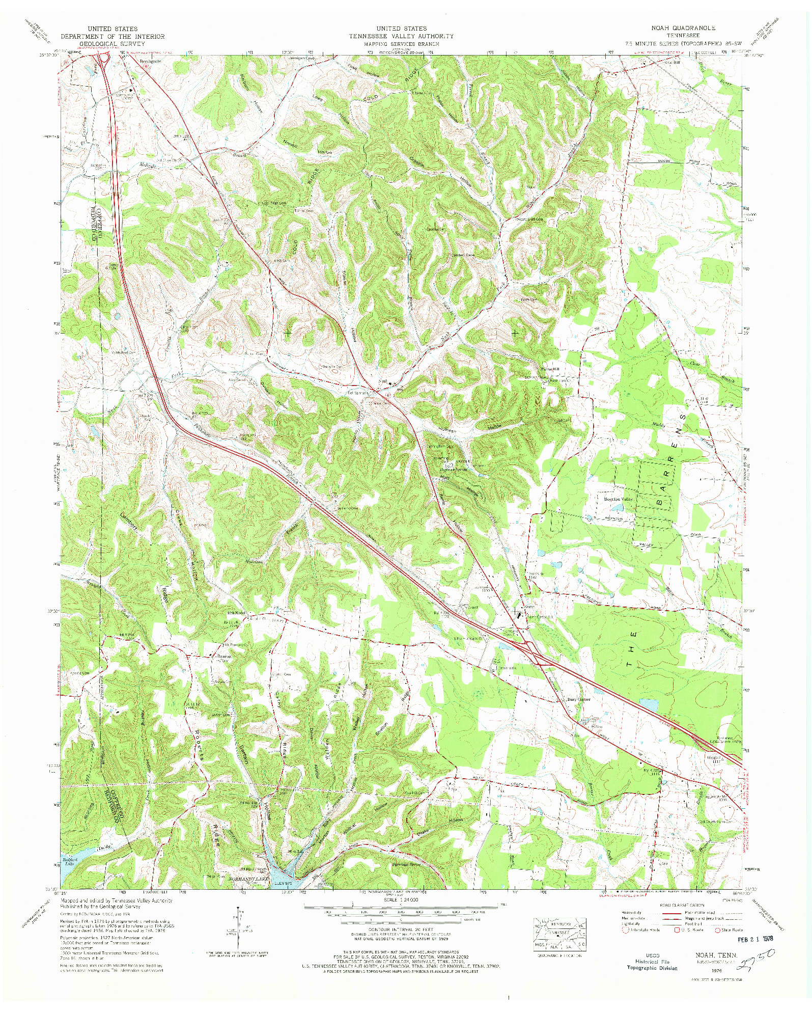 USGS 1:24000-SCALE QUADRANGLE FOR NOAH, TN 1976