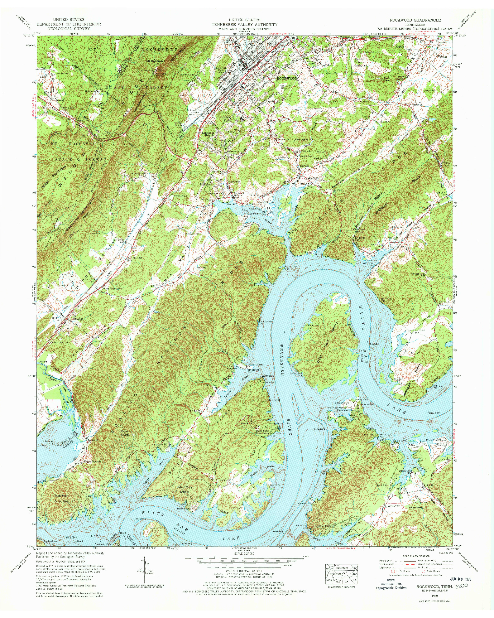 USGS 1:24000-SCALE QUADRANGLE FOR ROCKWOOD, TN 1969