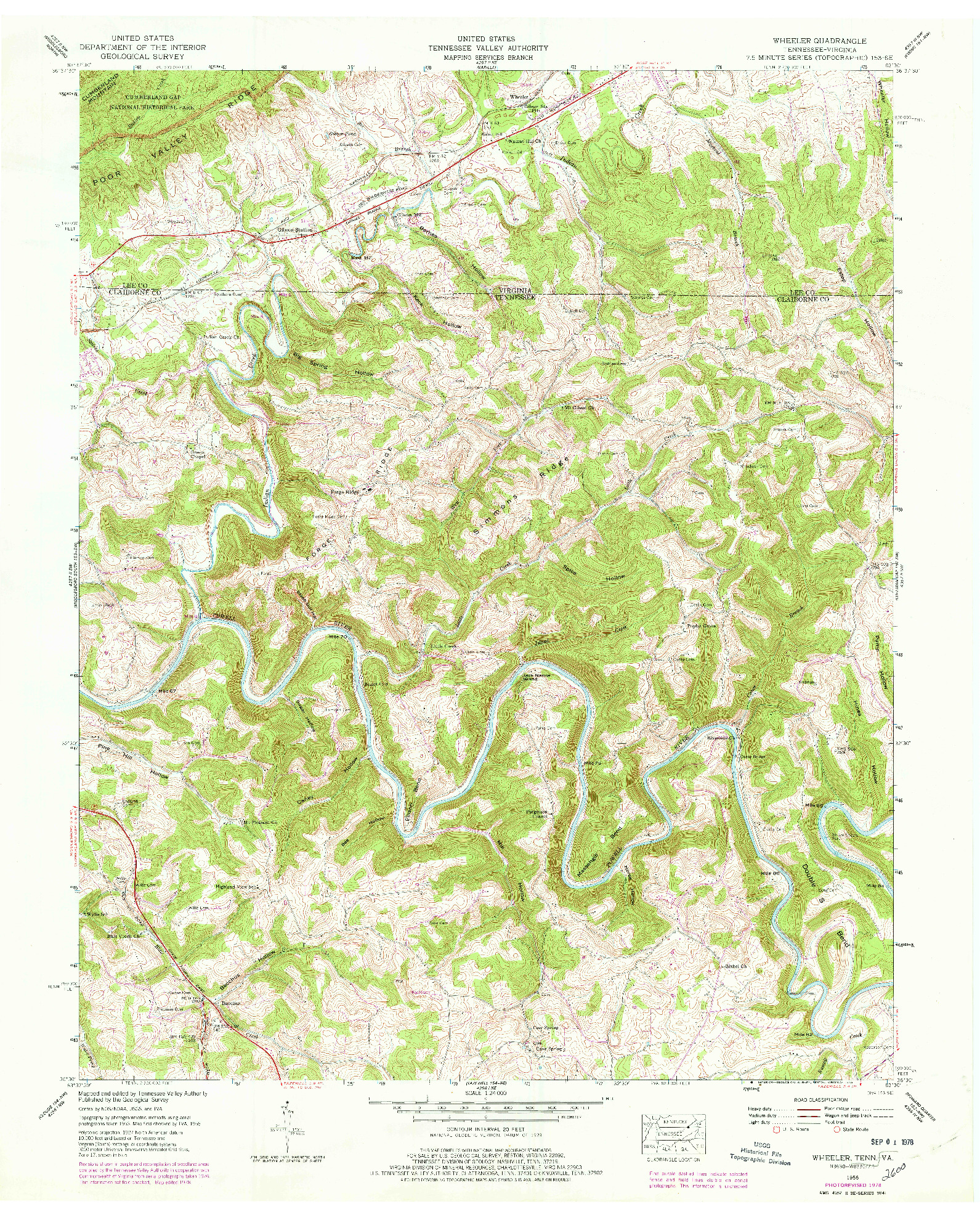 USGS 1:24000-SCALE QUADRANGLE FOR WHEELER, TN 1956