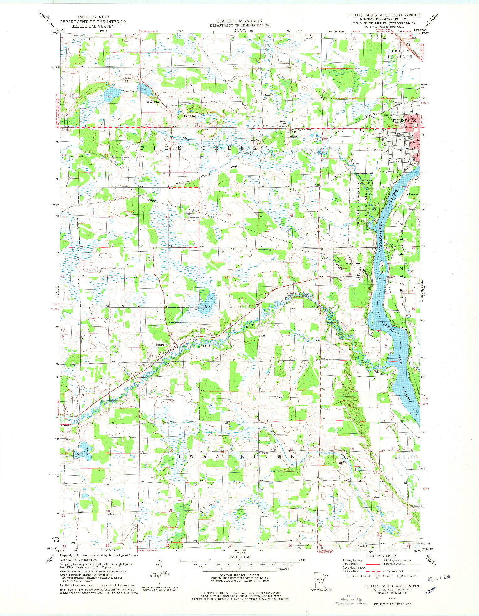 USGS 1:24000-SCALE QUADRANGLE FOR LITTLE FALLS WEST, MN 1978