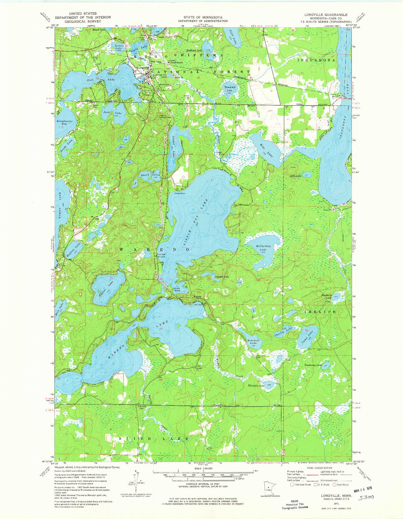 USGS 1:24000-SCALE QUADRANGLE FOR LONGVILLE, MN 1971