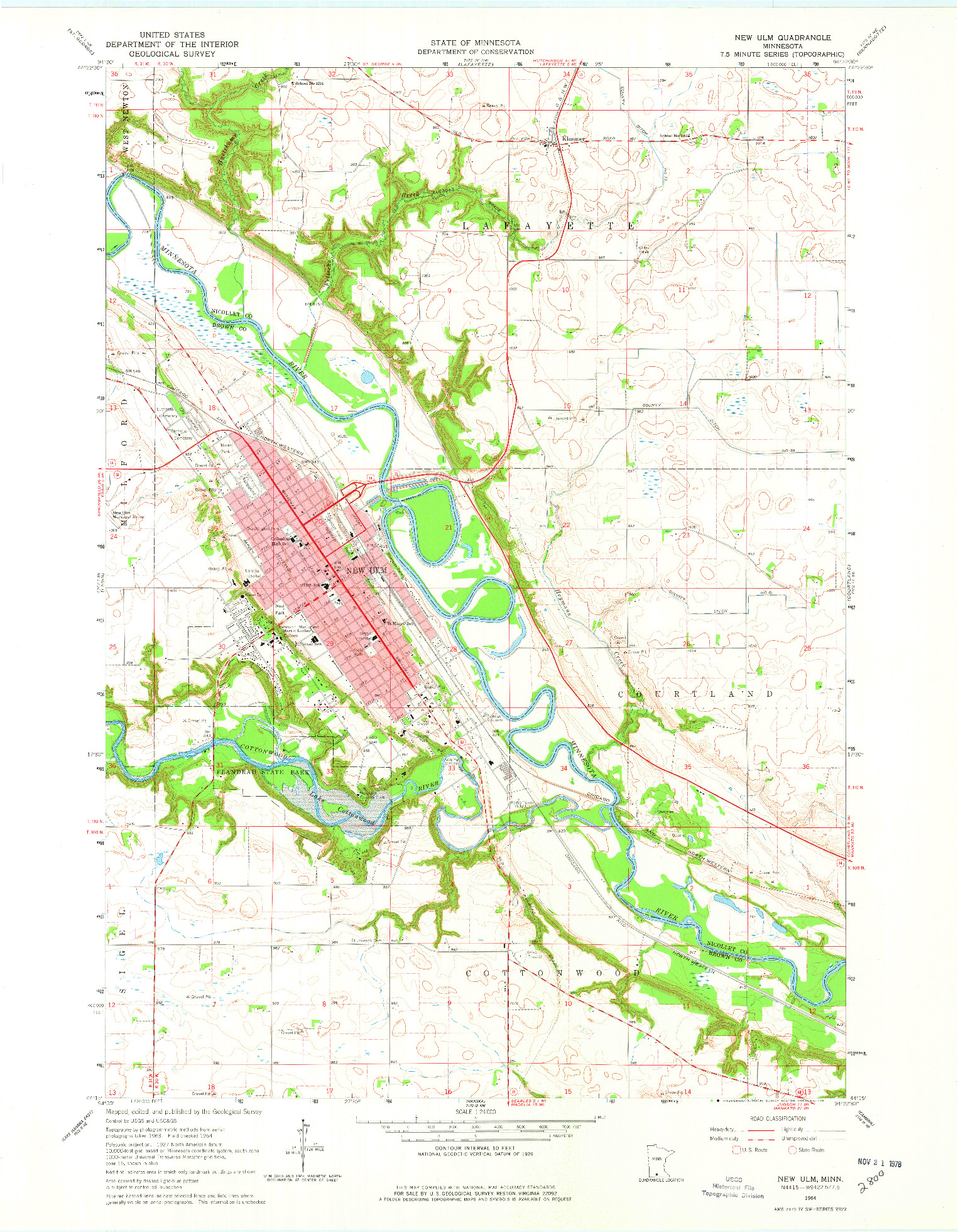 USGS 1:24000-SCALE QUADRANGLE FOR NEW ULM, MN 1964